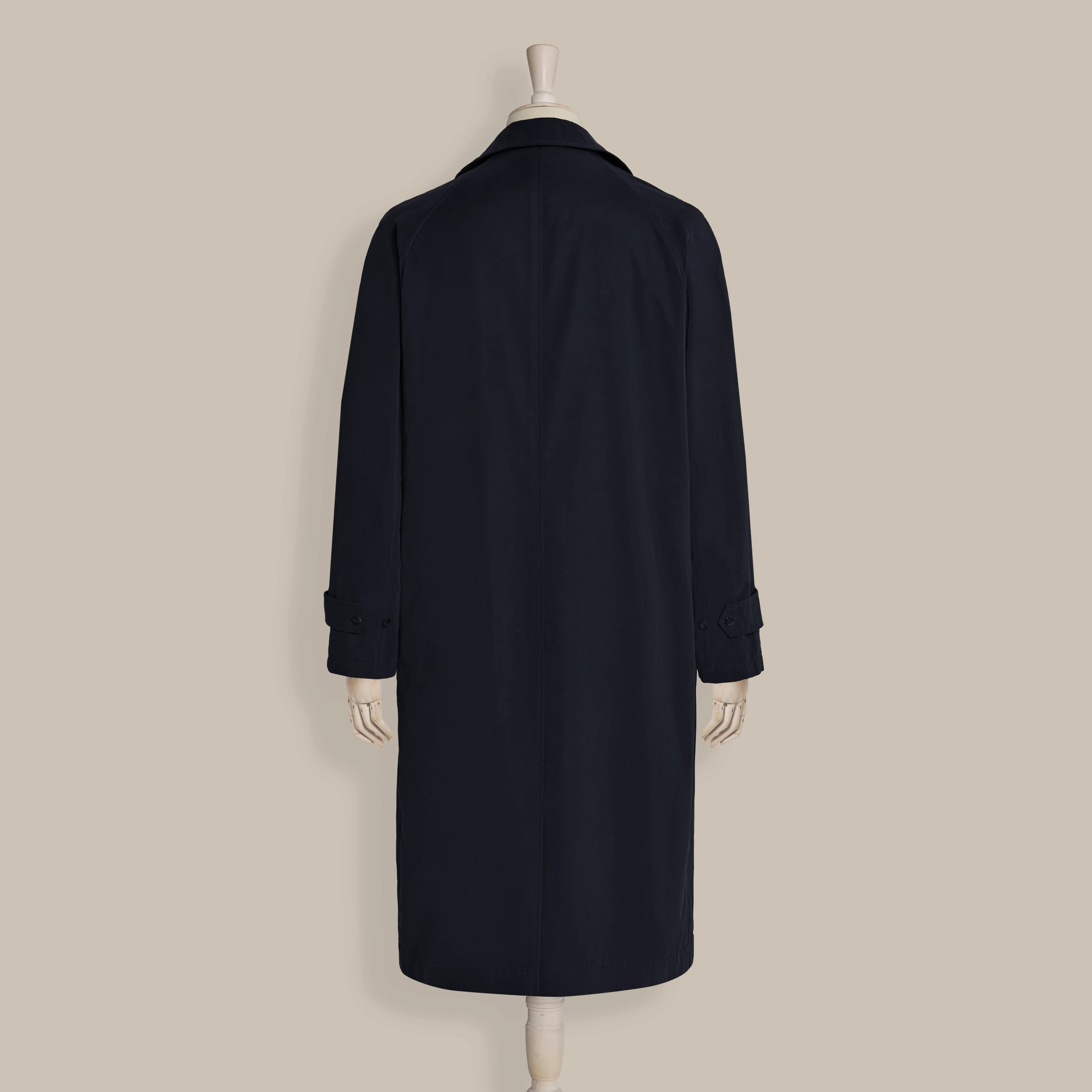 Long Microfibre Raincoat In Dark Navy - Image 4