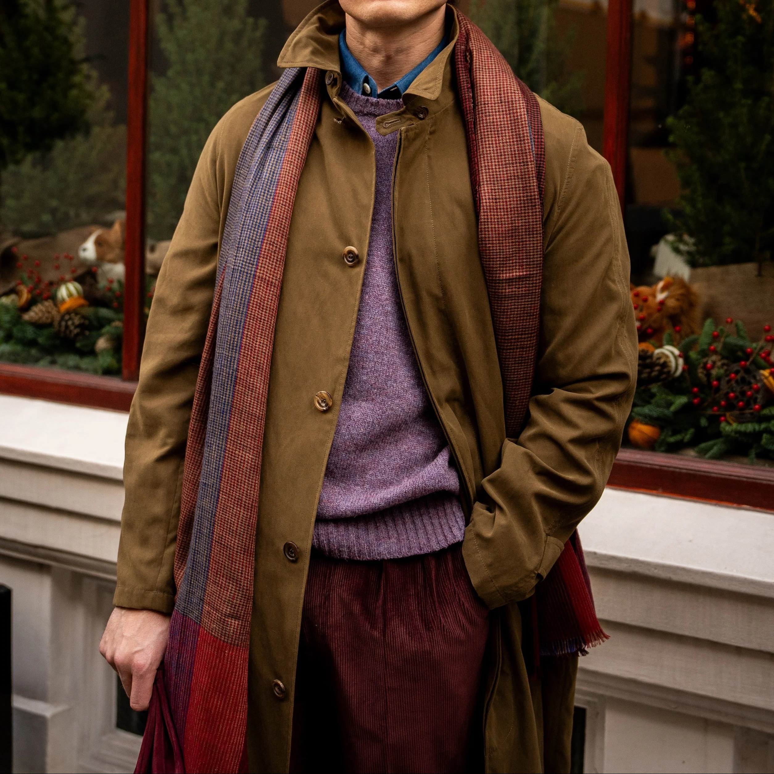 Long Microfibre Raincoat In Khaki - Image 2
