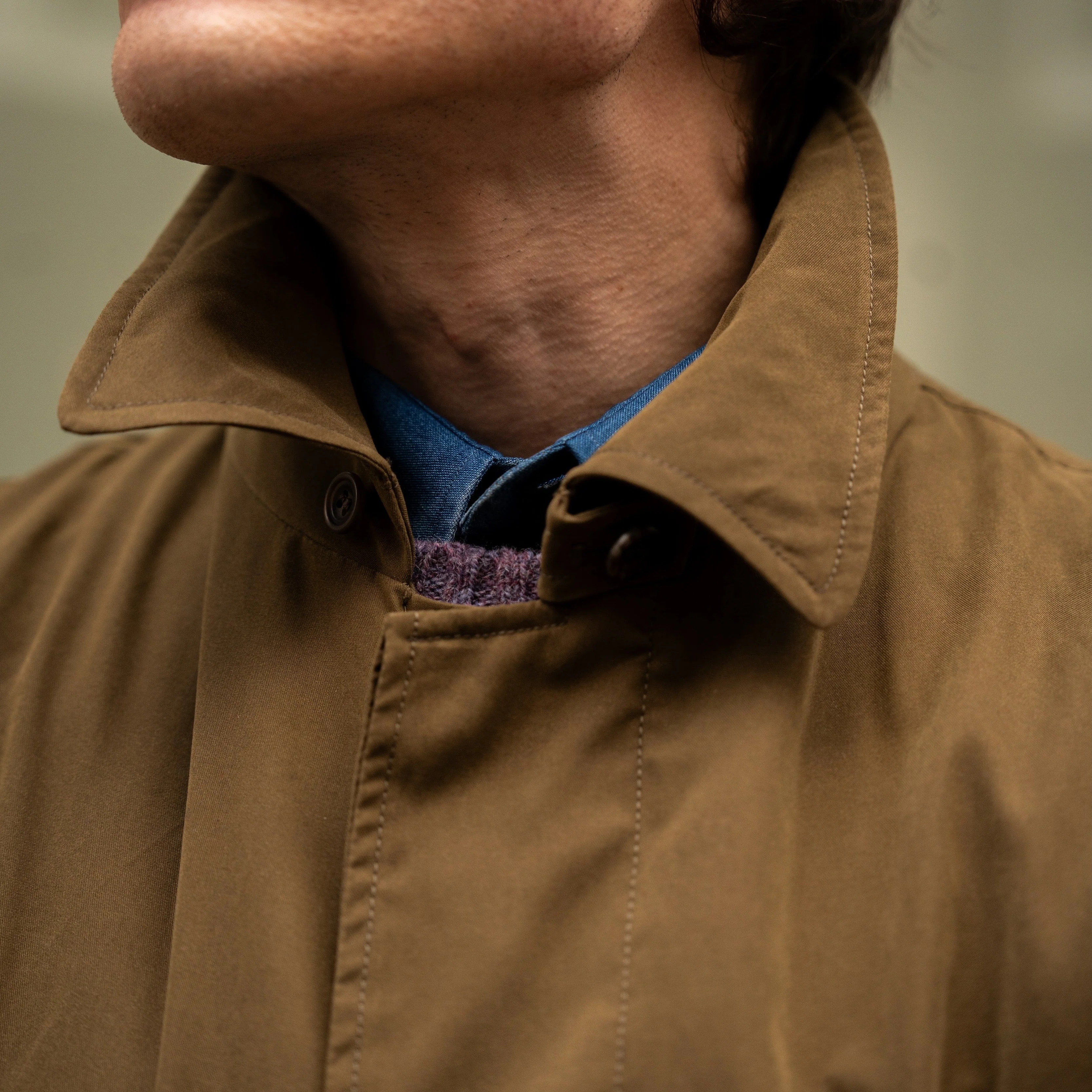 Long Microfibre Raincoat In Khaki - Image 5