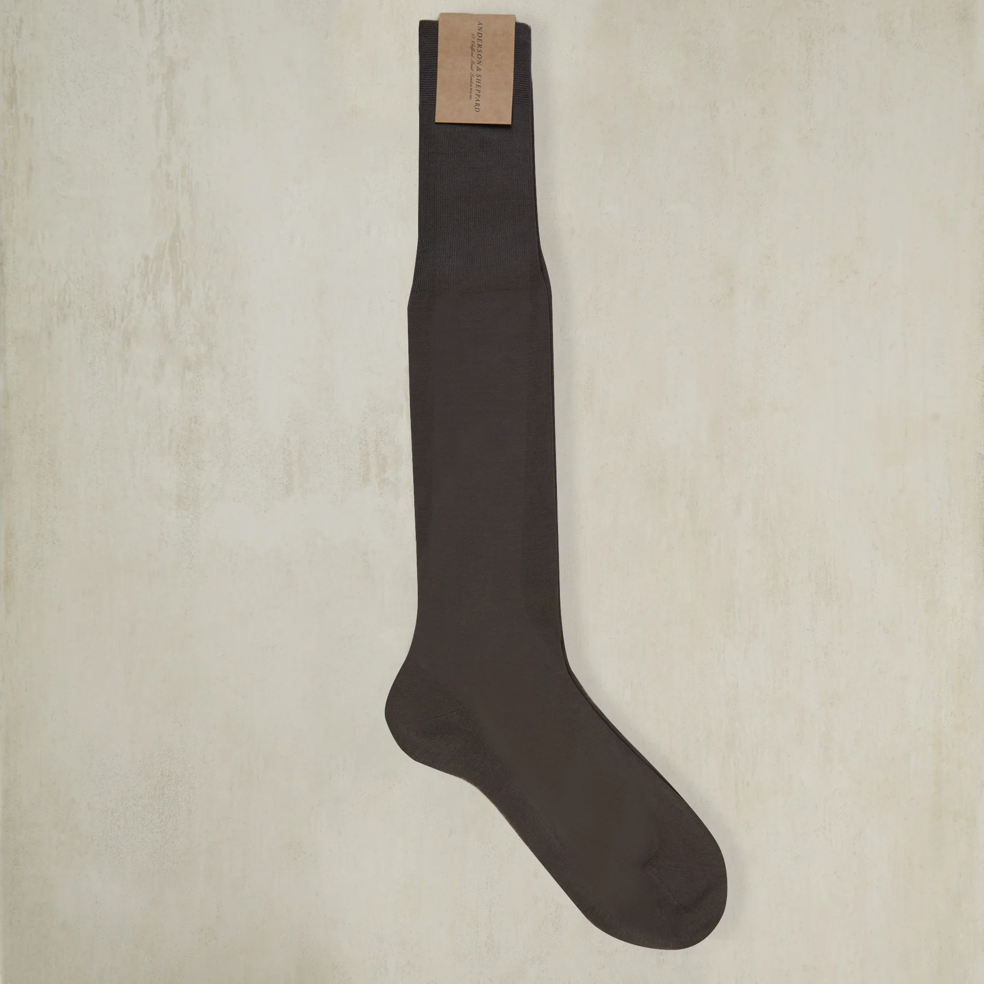 Long Plain Cotton Socks In Dark Taupe - Image 2