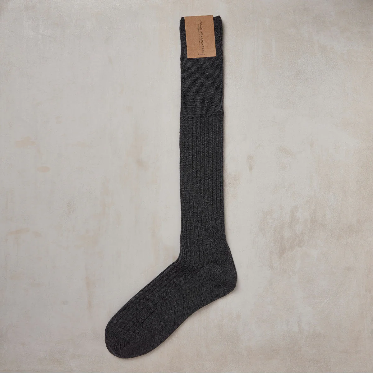 Long Ribbed Woollen Socks In Charcoal