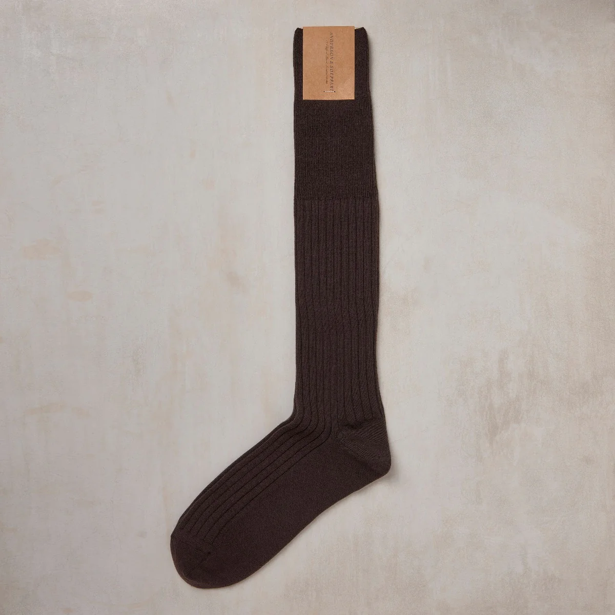 Long Ribbed Woollen Socks In Dark Brown