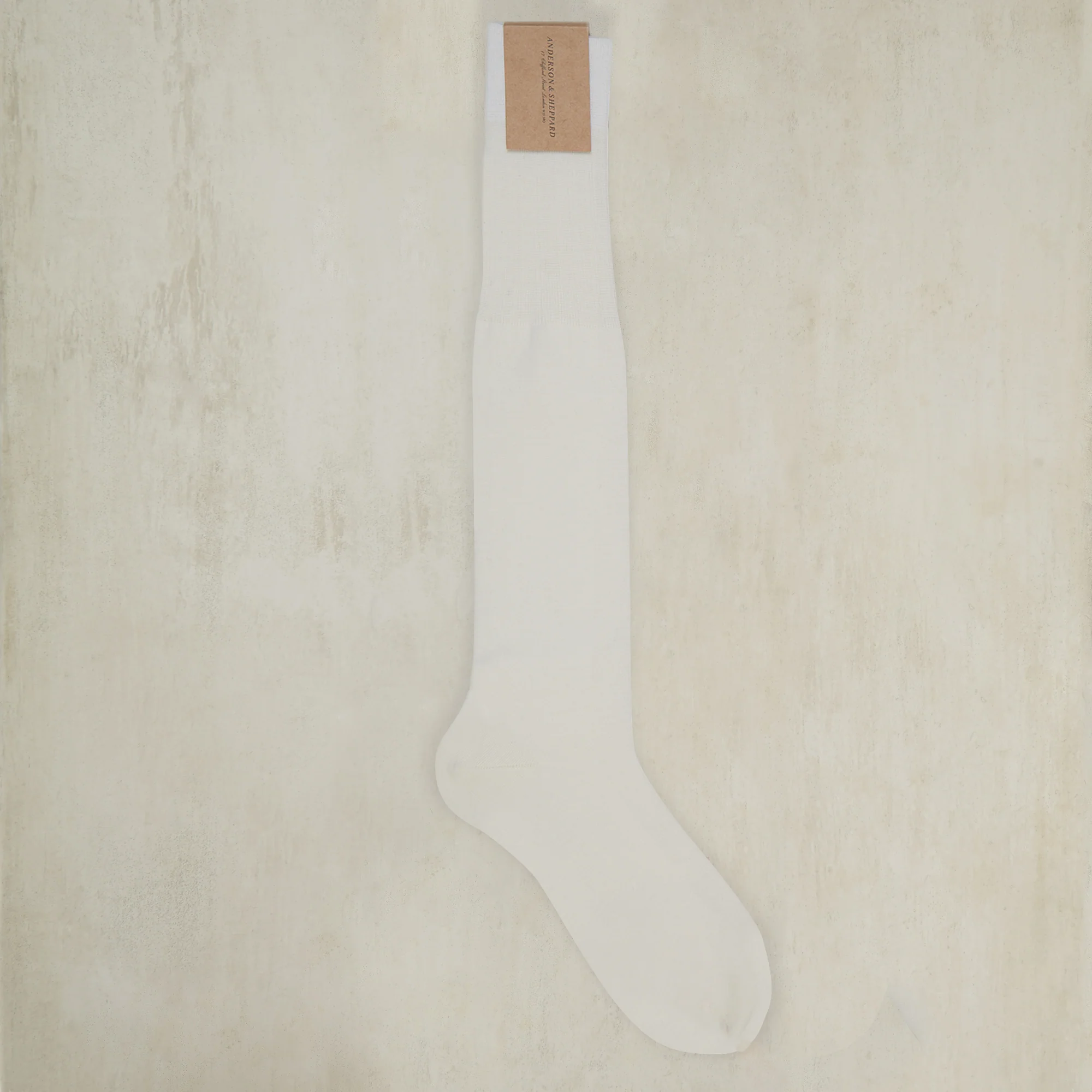 Sea Island Cotton Long Plain Socks In Cream - Image 2
