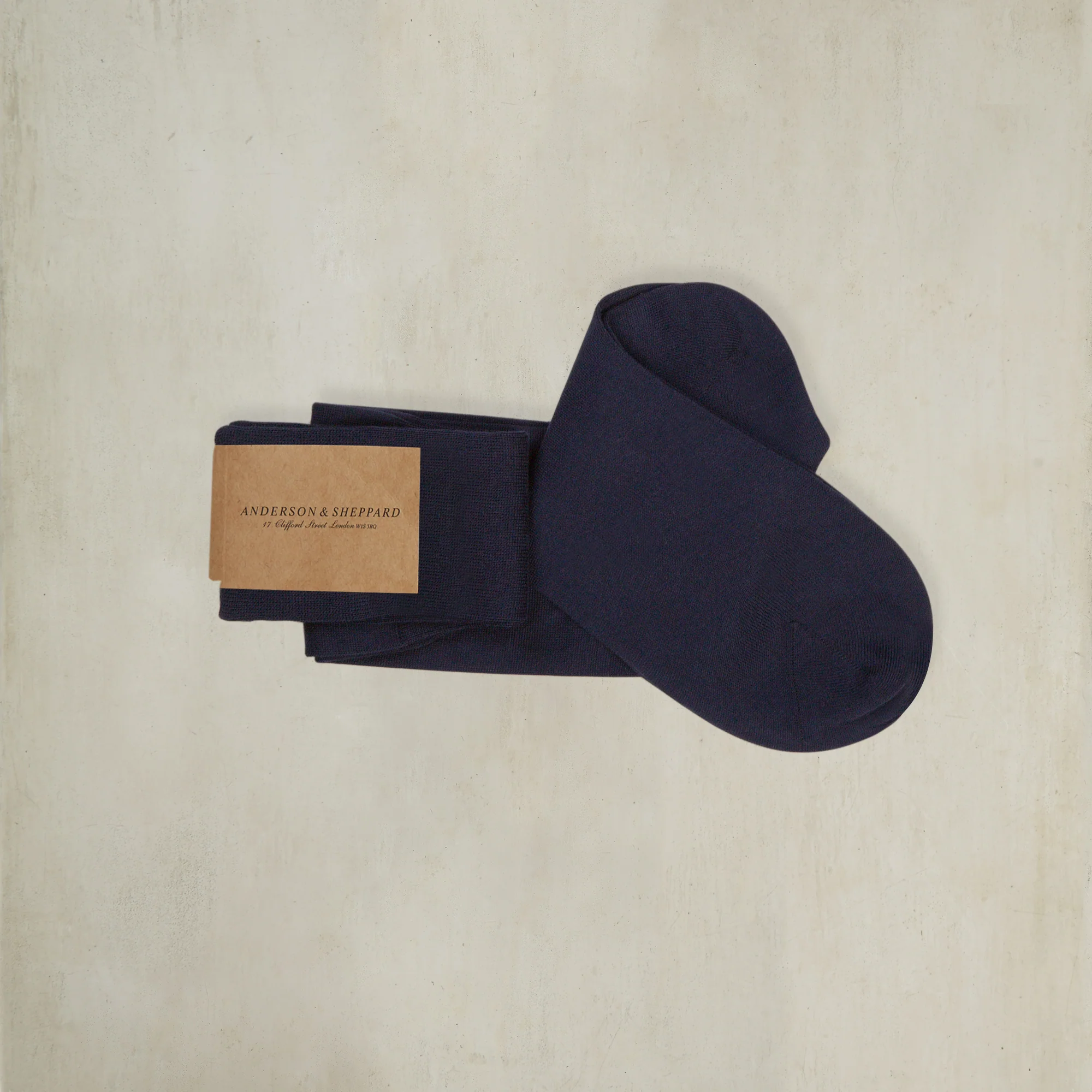 Sea Island Cotton Long Plain Socks In Navy