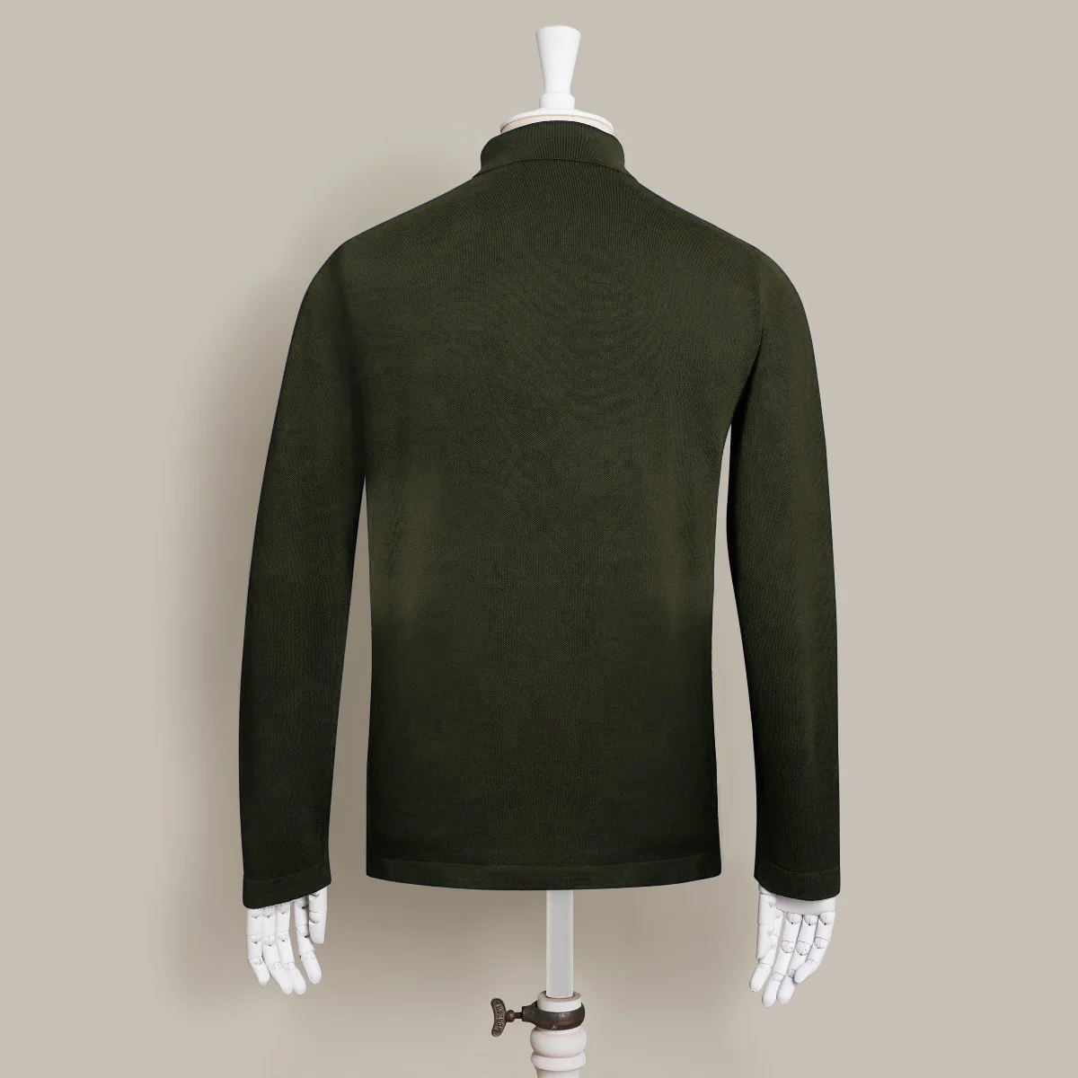 Long Sleeve Knitted Polo Shirt In Khaki - Image 3
