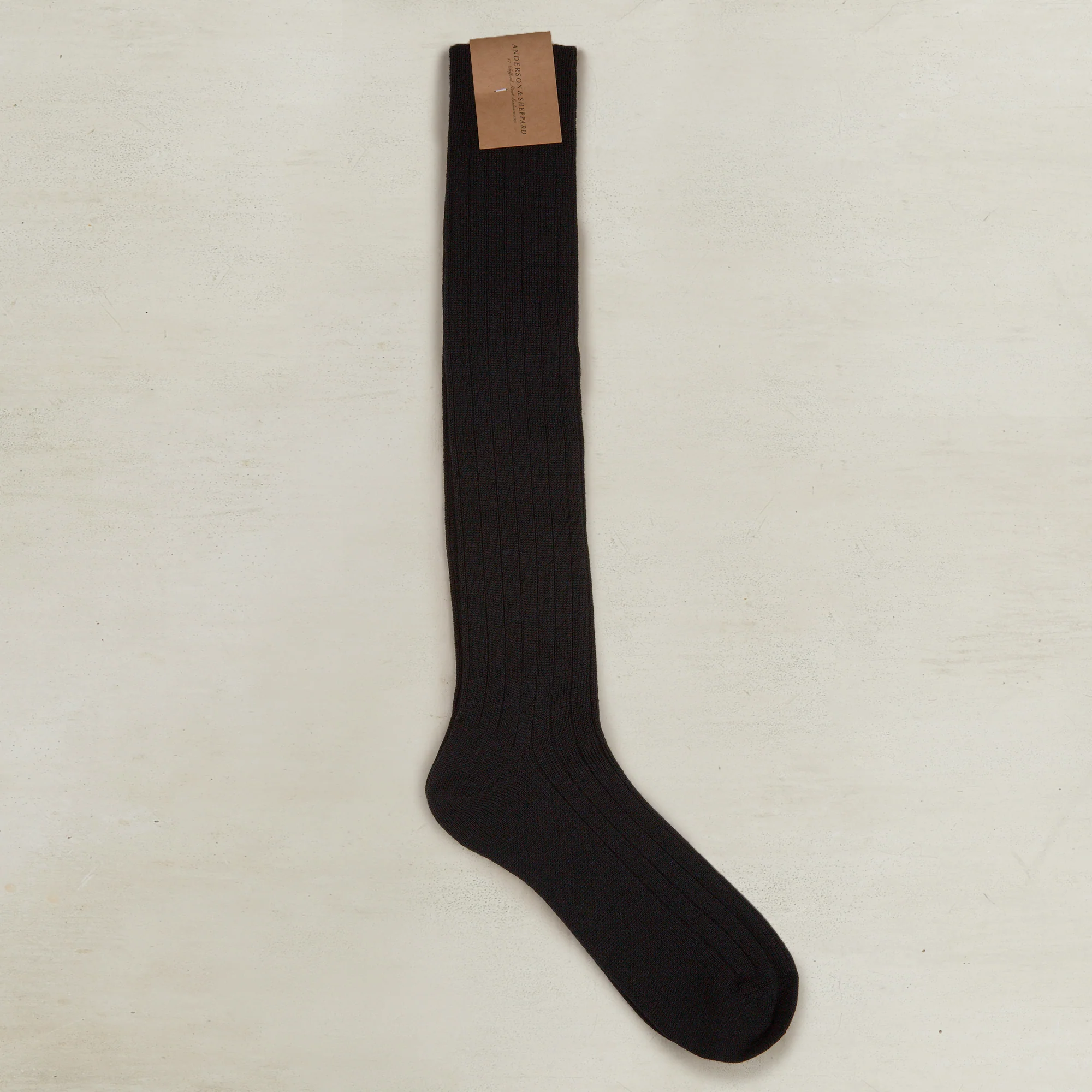 Long Wool Rib Socks In Black - Image 2