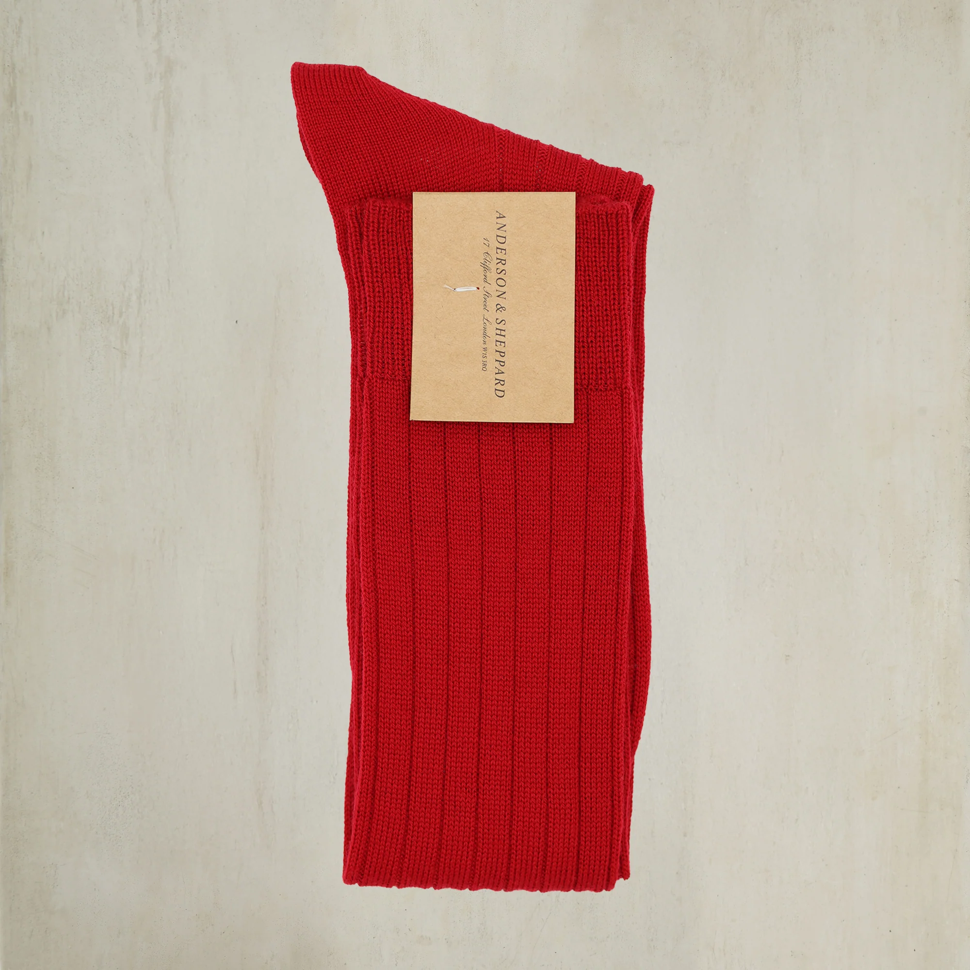 Long Wool Rib Socks In Dark Red - Image 2