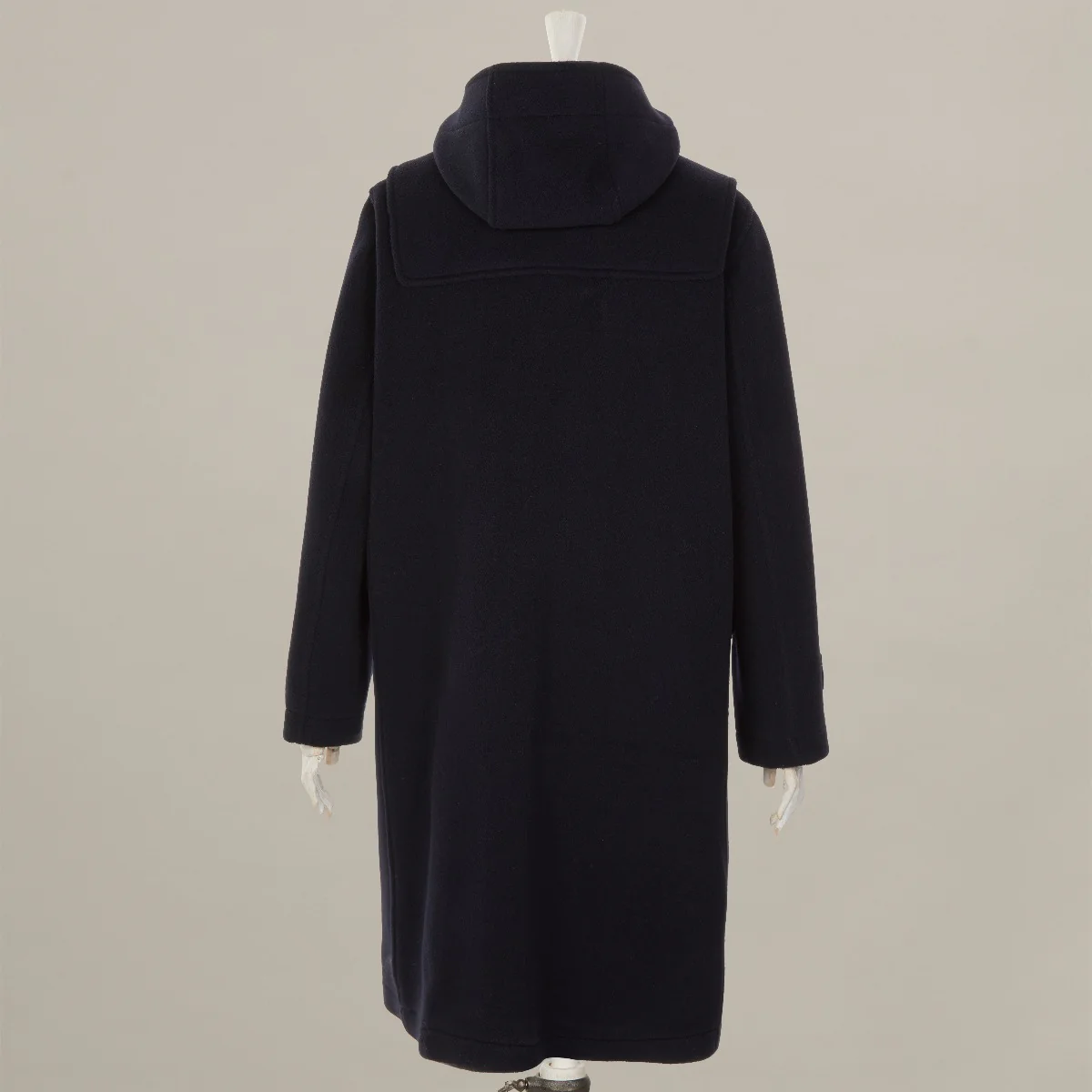 Long Woollen Duffle Coat With Hood In Navy - Image 7