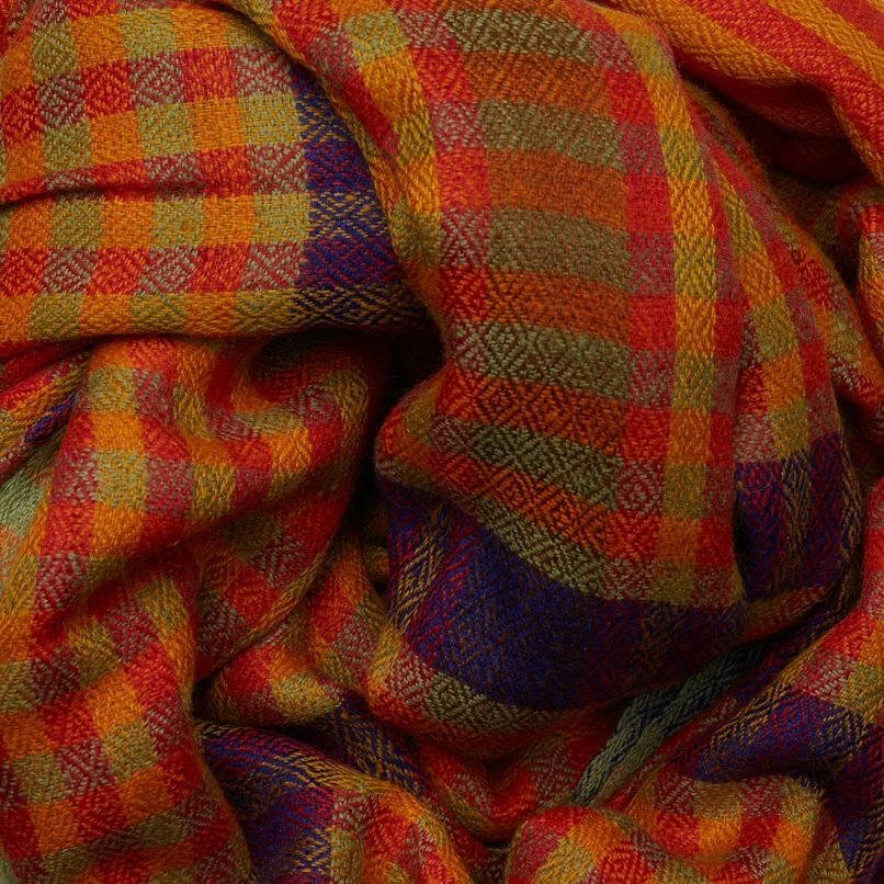 Mini Overcheck Cashmere Scarf In Orange - Image 4