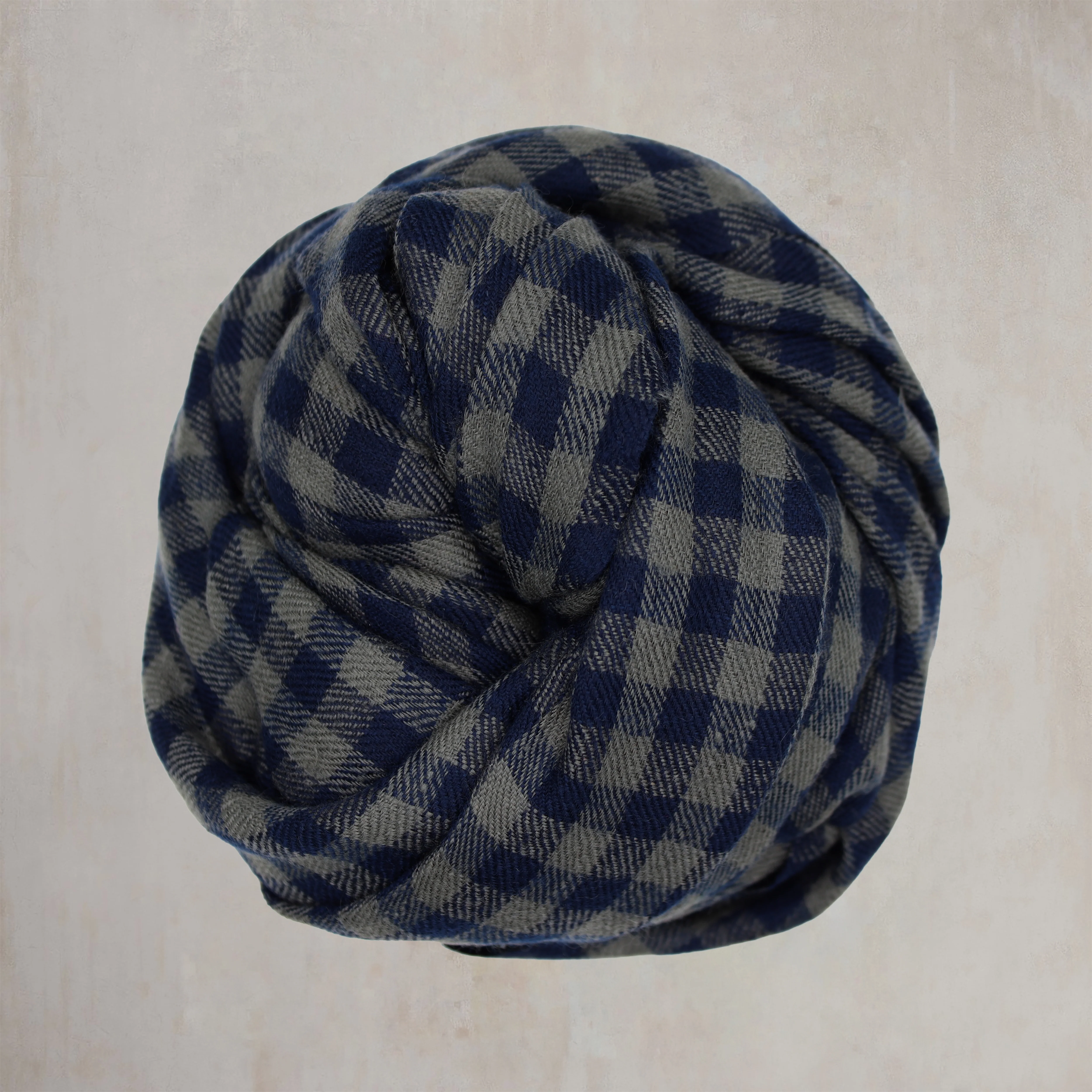 Mini Check Cashmere Scarf In Navy And Grey