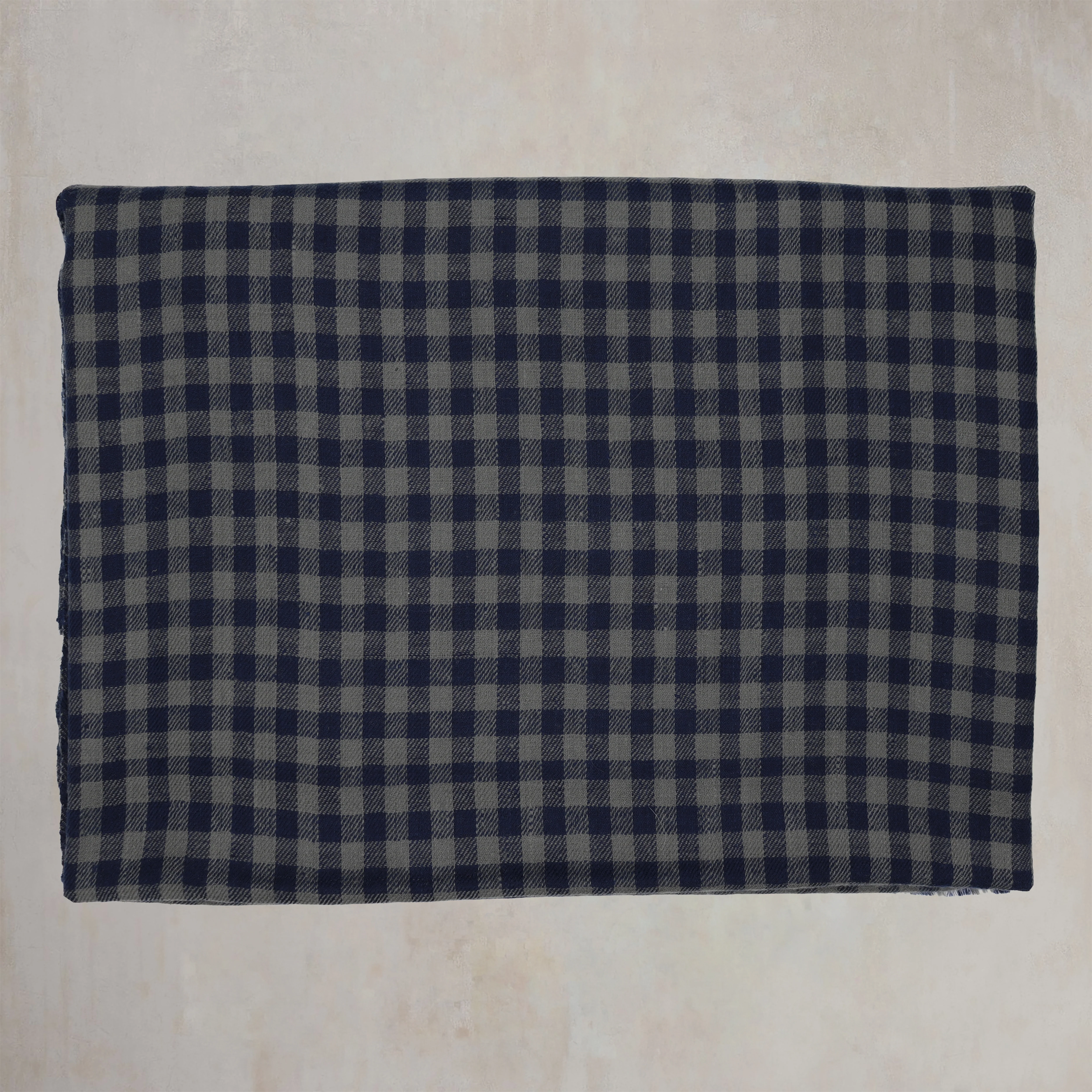 Mini Check Cashmere Scarf In Navy And Grey - Image 2