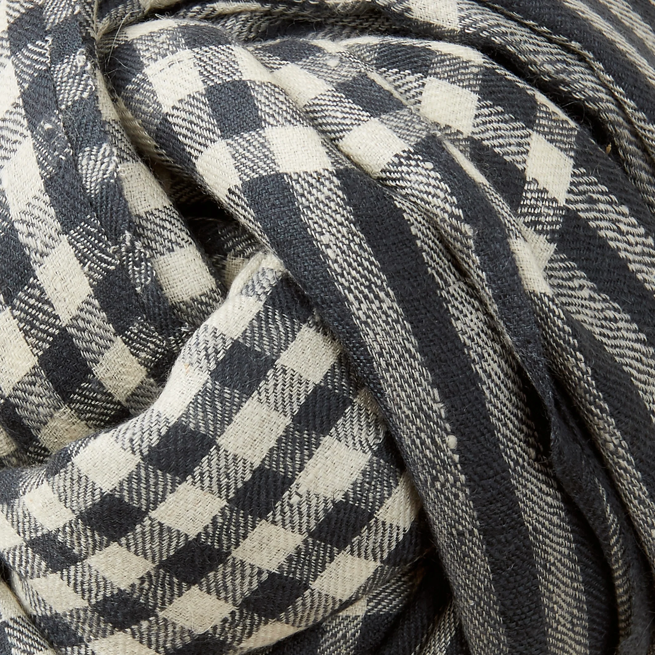 Mini Check Cashmere Scarf In Charcoal And Ivory - Image 3