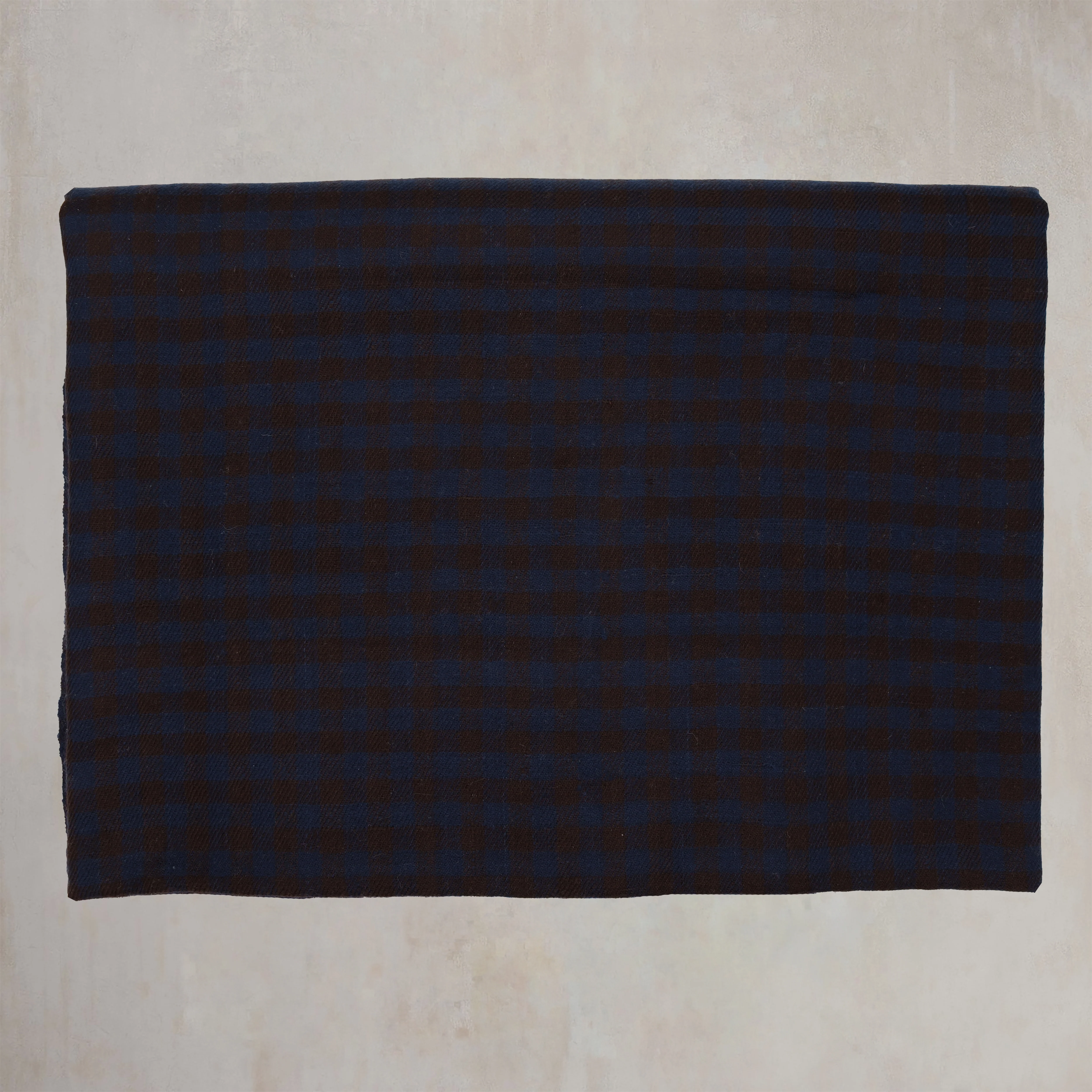 Mini Check Cashmere Scarf In Navy And Brown - Image 2