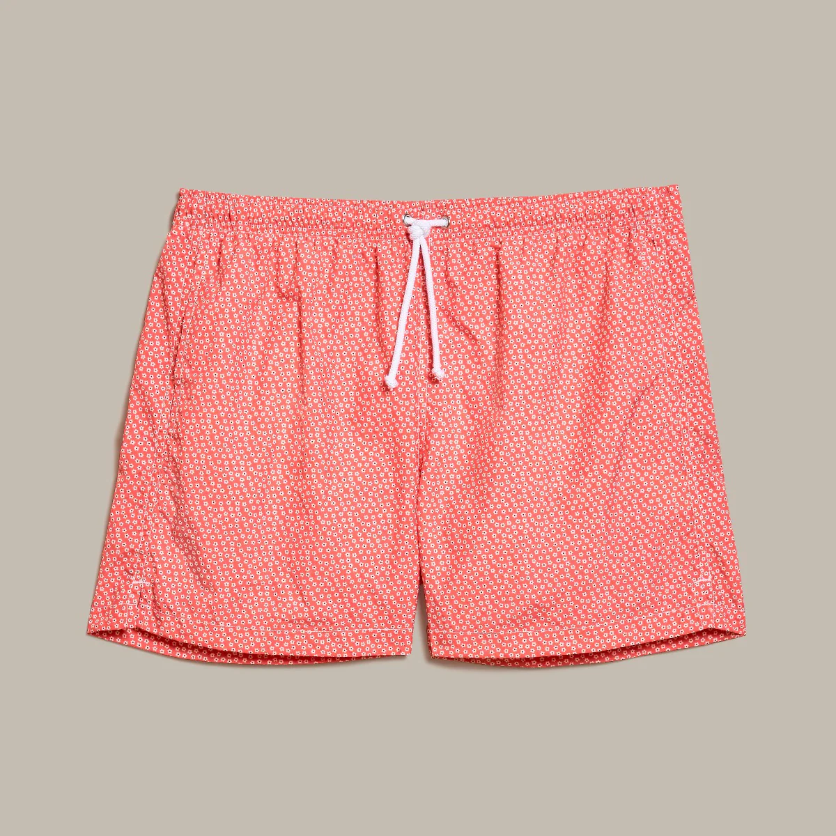 Mini Floral Print Swimming Trunks In Orange