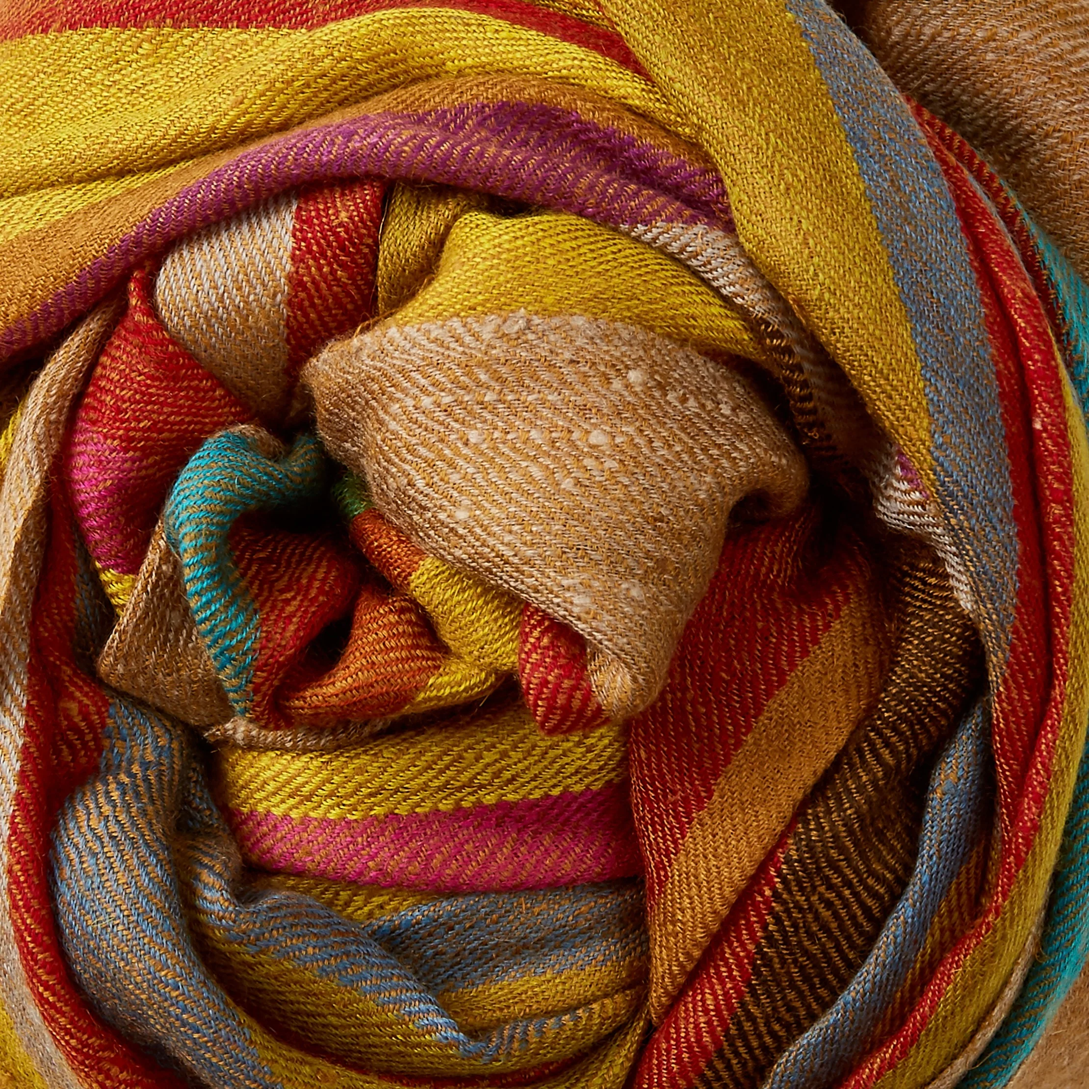 Multi Stripe Cashmere Scarf In Rust - Image 4