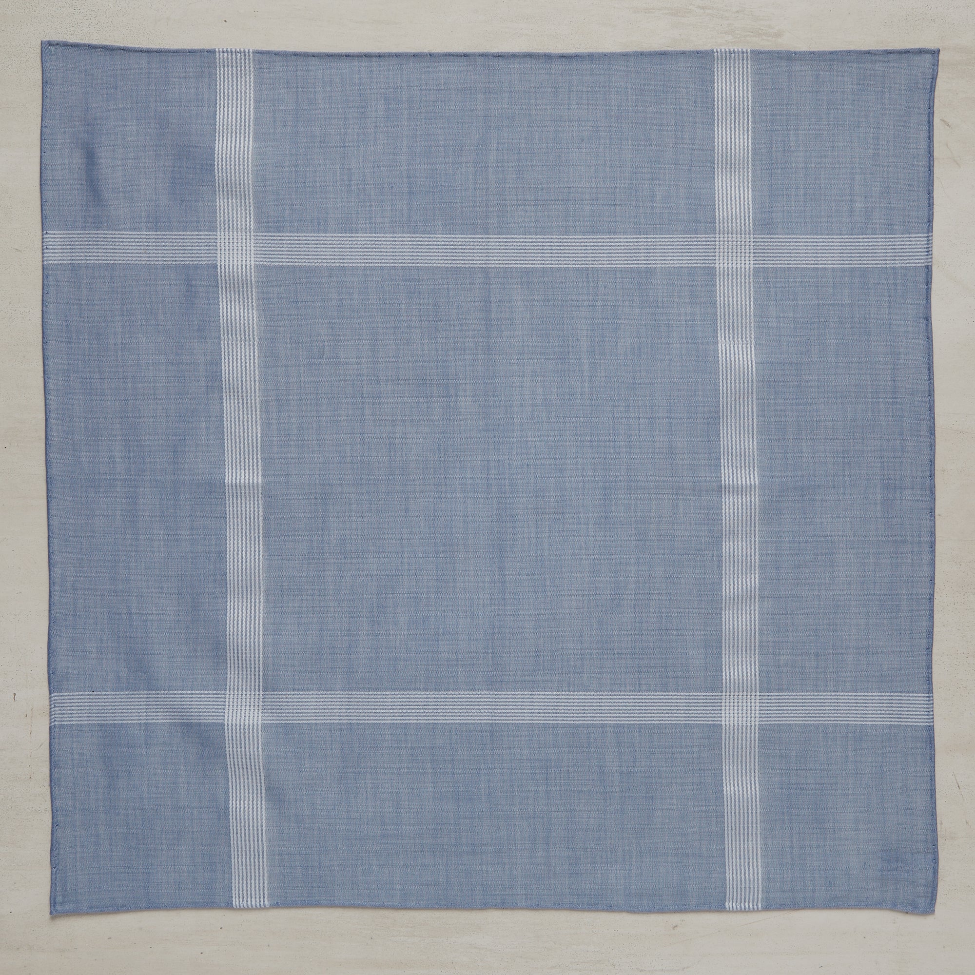 Multi Stripe Cotton Pocket Square In Blue