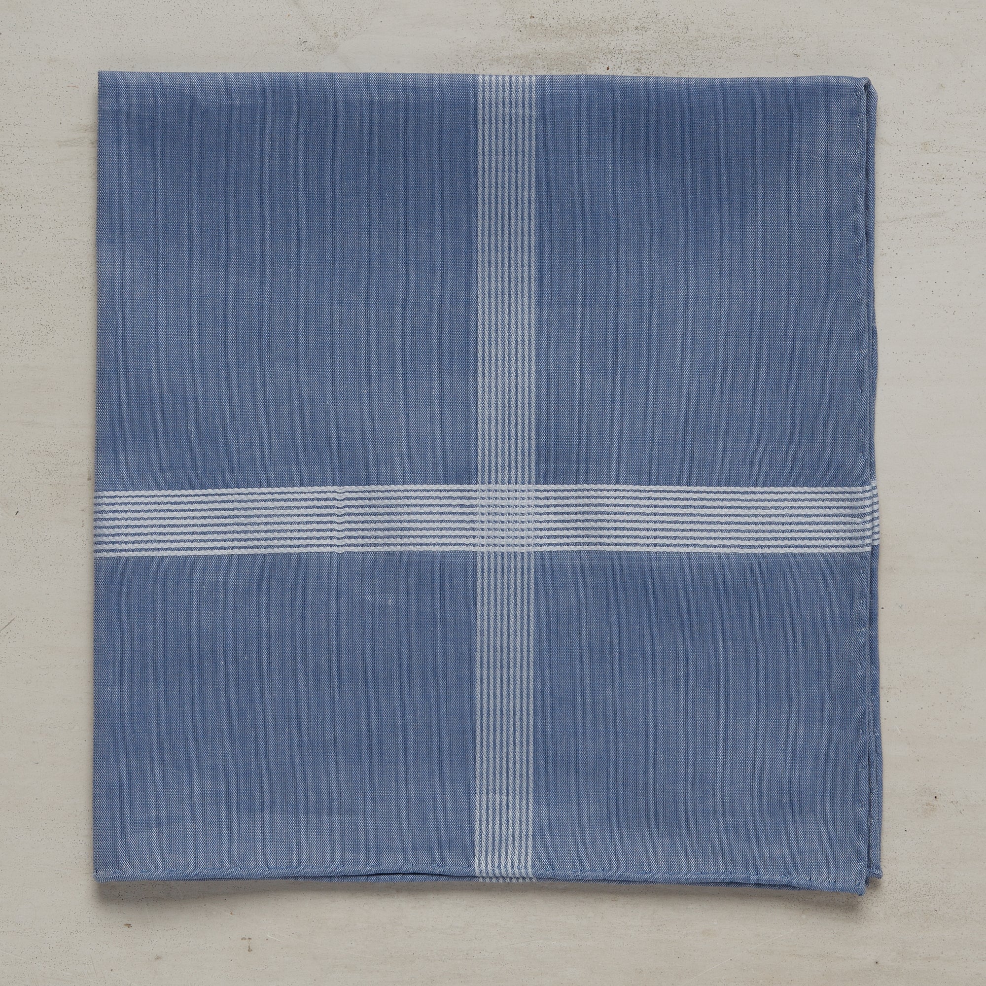 Multi Stripe Cotton Pocket Square In Blue - Image 2