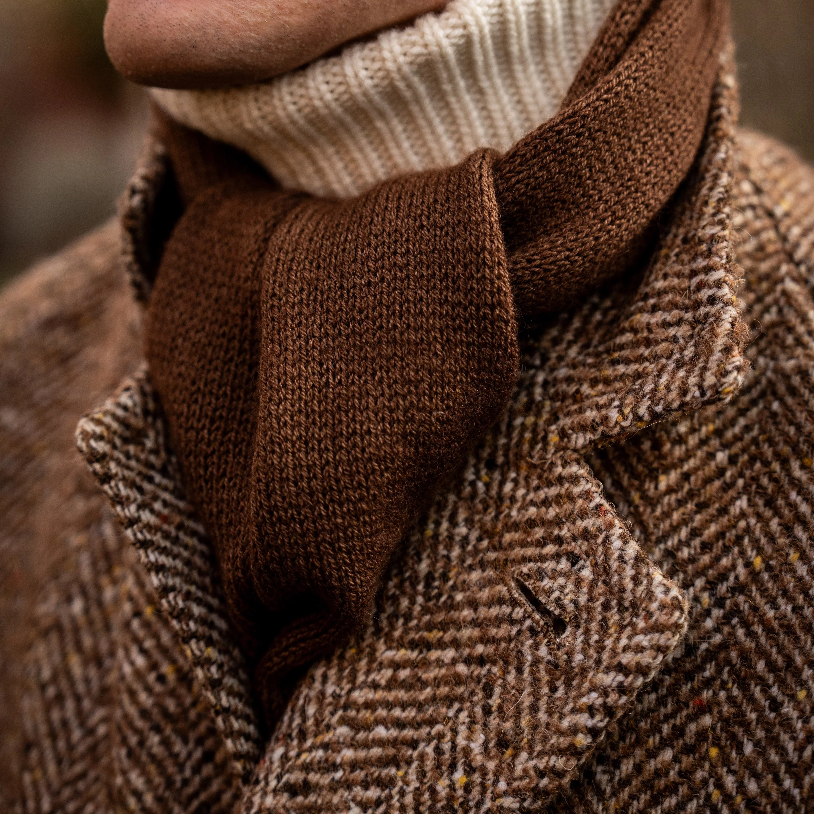Muskox Knitted Scarf In Tobacco - Image 2