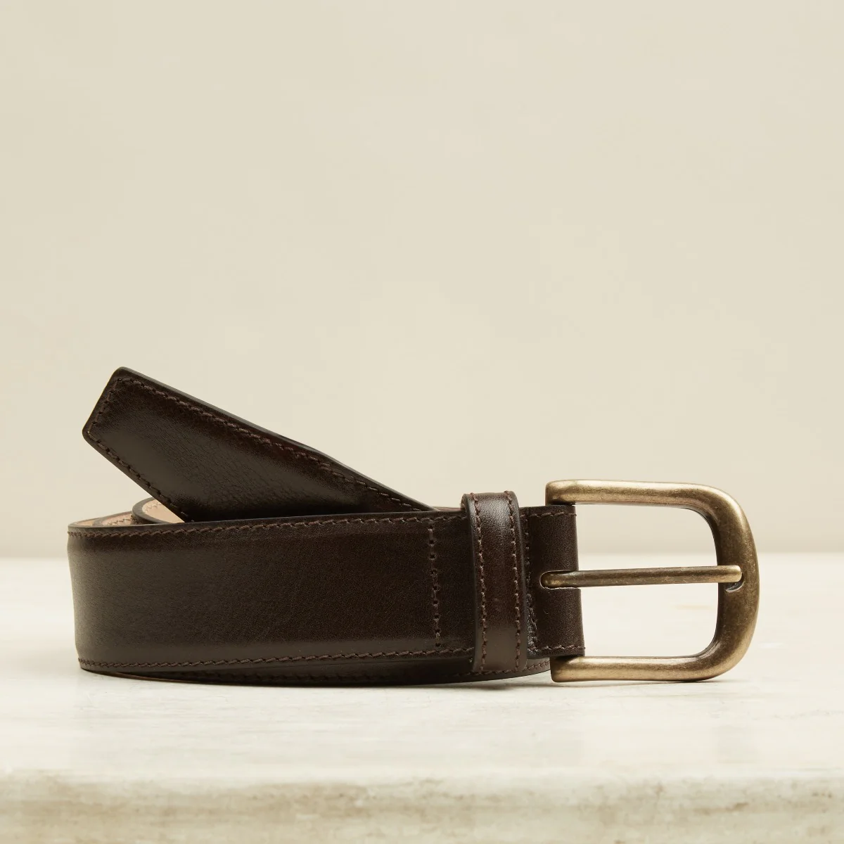 Smooth Nappa Leather Belt In Dark Brown