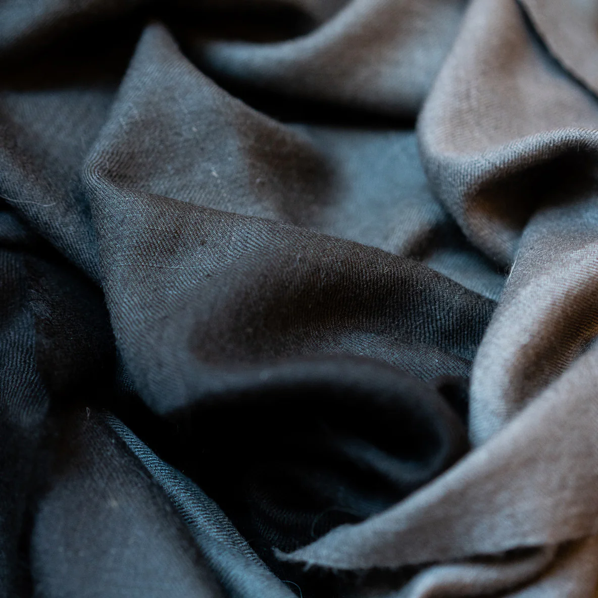 Ombre Cashmere Scarf In Black And Charcoal - Image 3