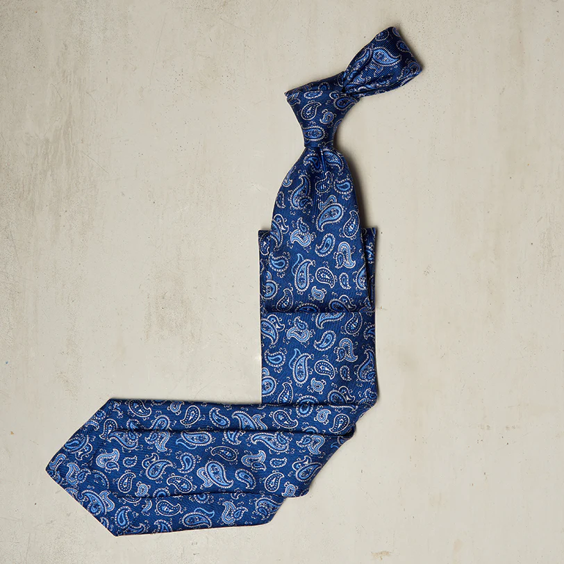 Paisley Printed Tie In Dark Blue