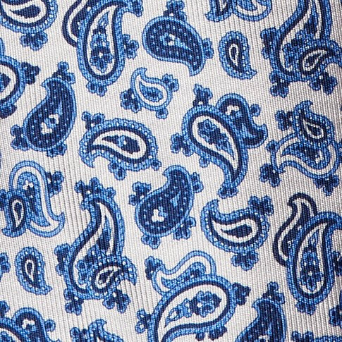 Paisley Printed Tie In Off White - Image 3