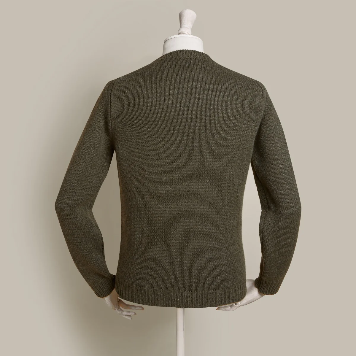 12Ply Plain Knit Cashmere Sweater In Khaki - Image 2