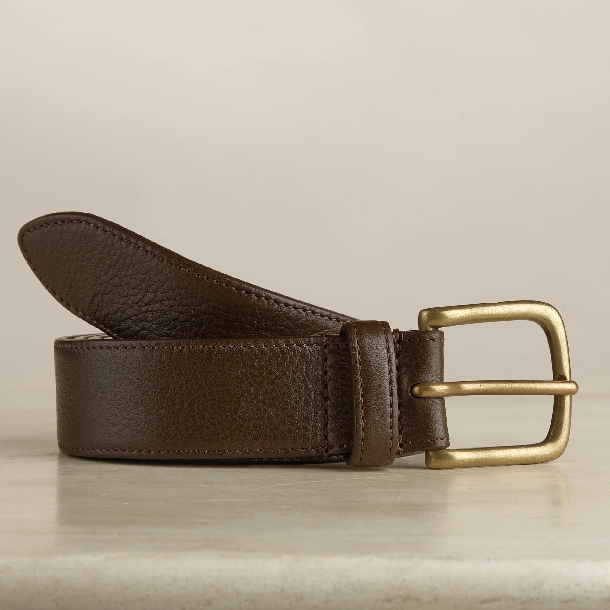 Plain Leather Belt In Brown