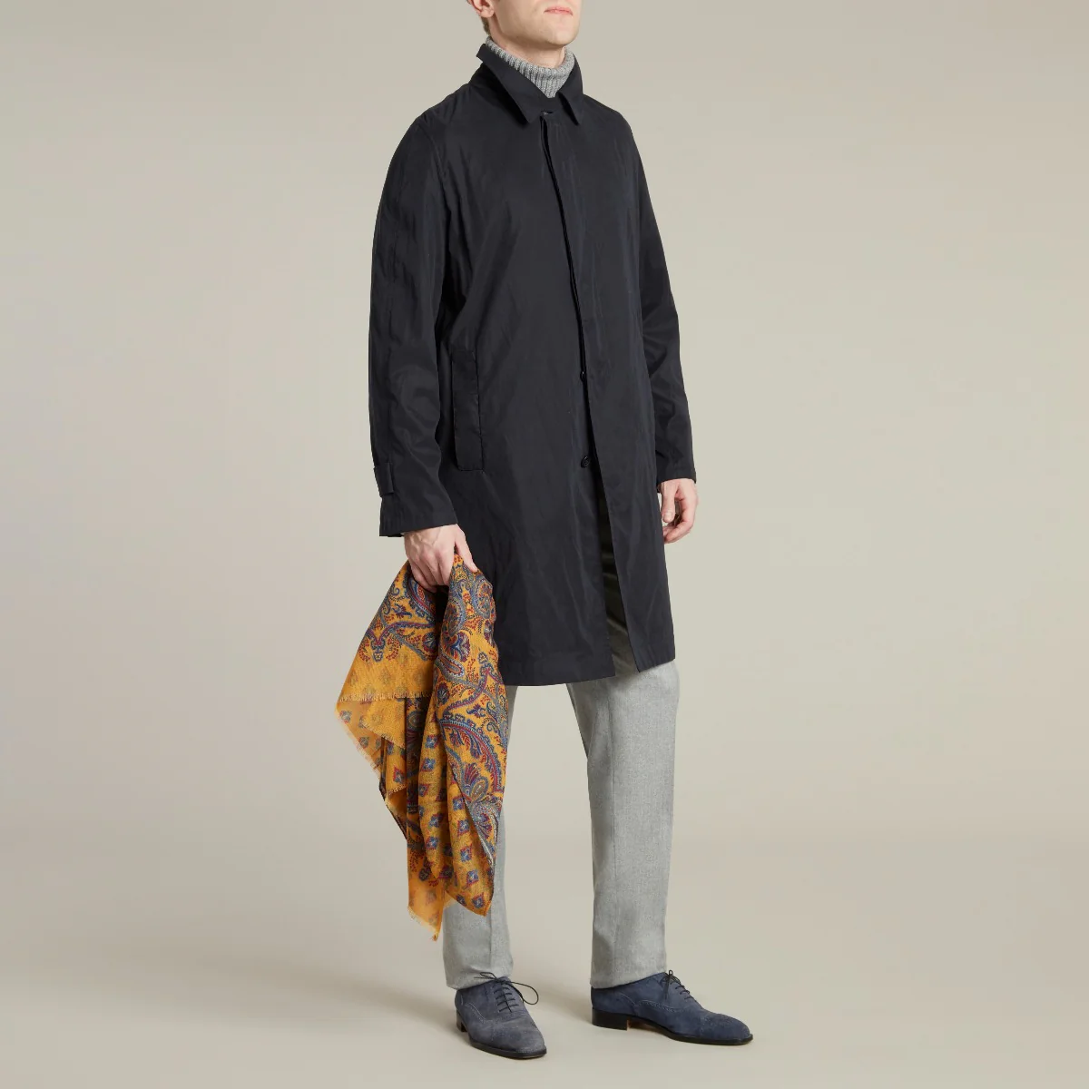Regular Microfibre Raincoat In Dark Navy - Image 3