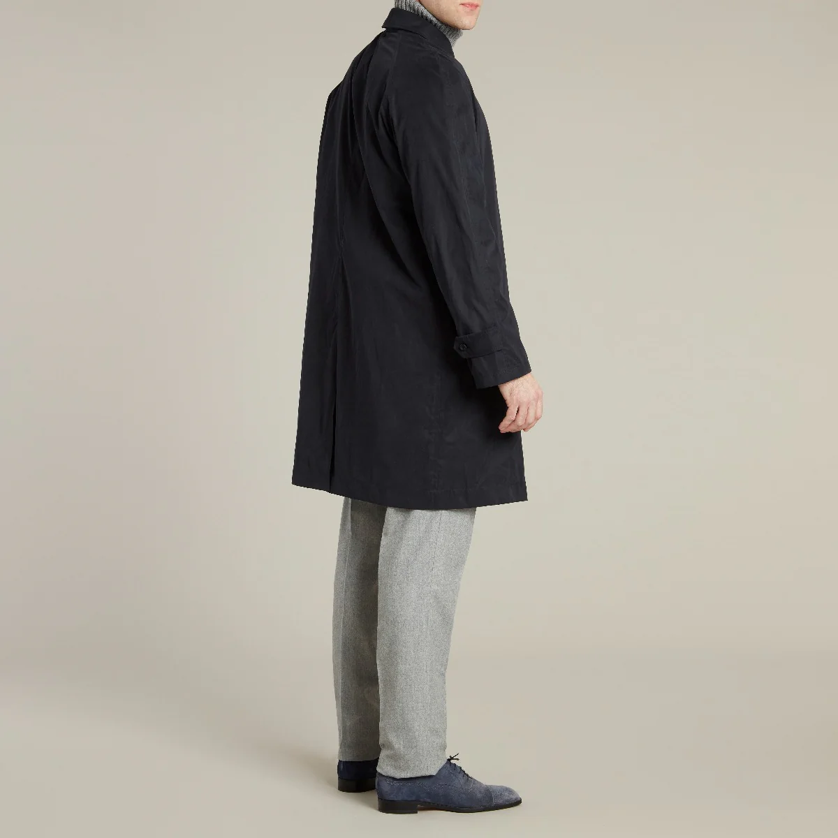 Regular Microfibre Raincoat In Dark Navy - Image 5