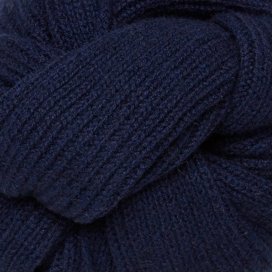 Ribbed Cashmere Scarf In Navy - Image 3