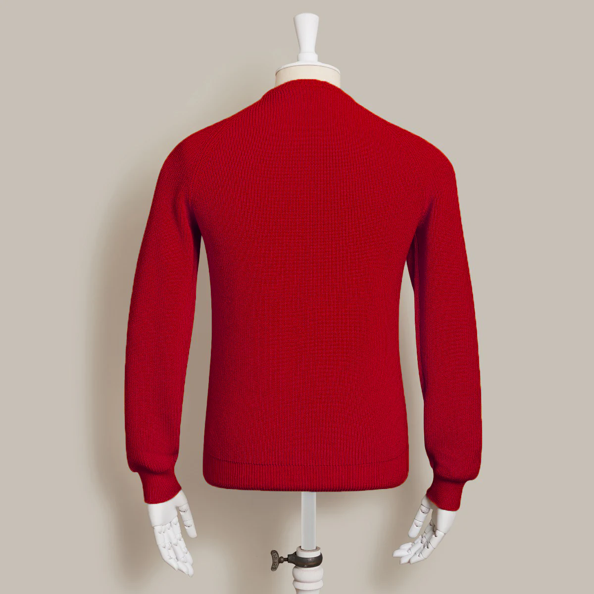 Ribbed Cotton Raglan Sleeved Sweater In Dark Red - Image 3