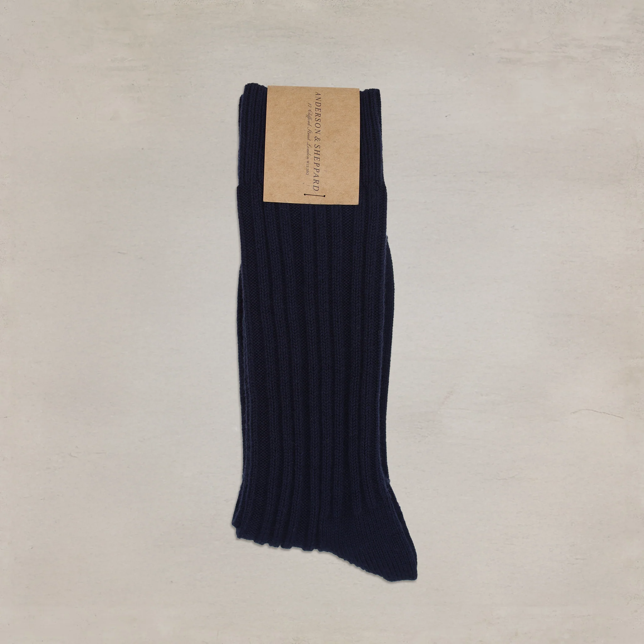 Ribbed Cotton Socks in Navy - Image 2