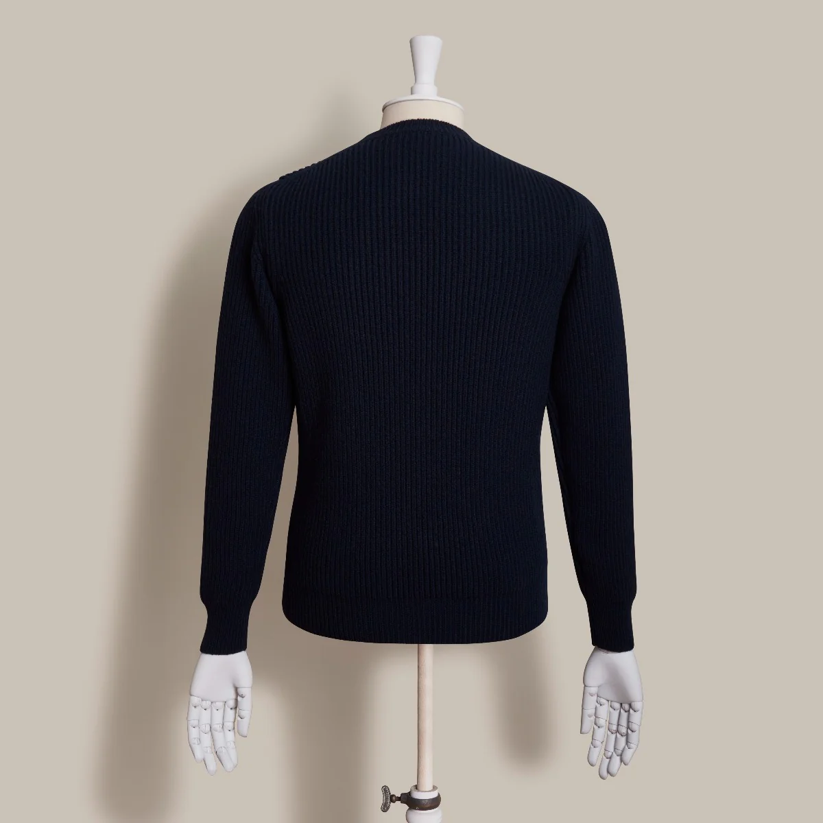 Ribbed Cashmere Blend Sweater In Navy - Image 2