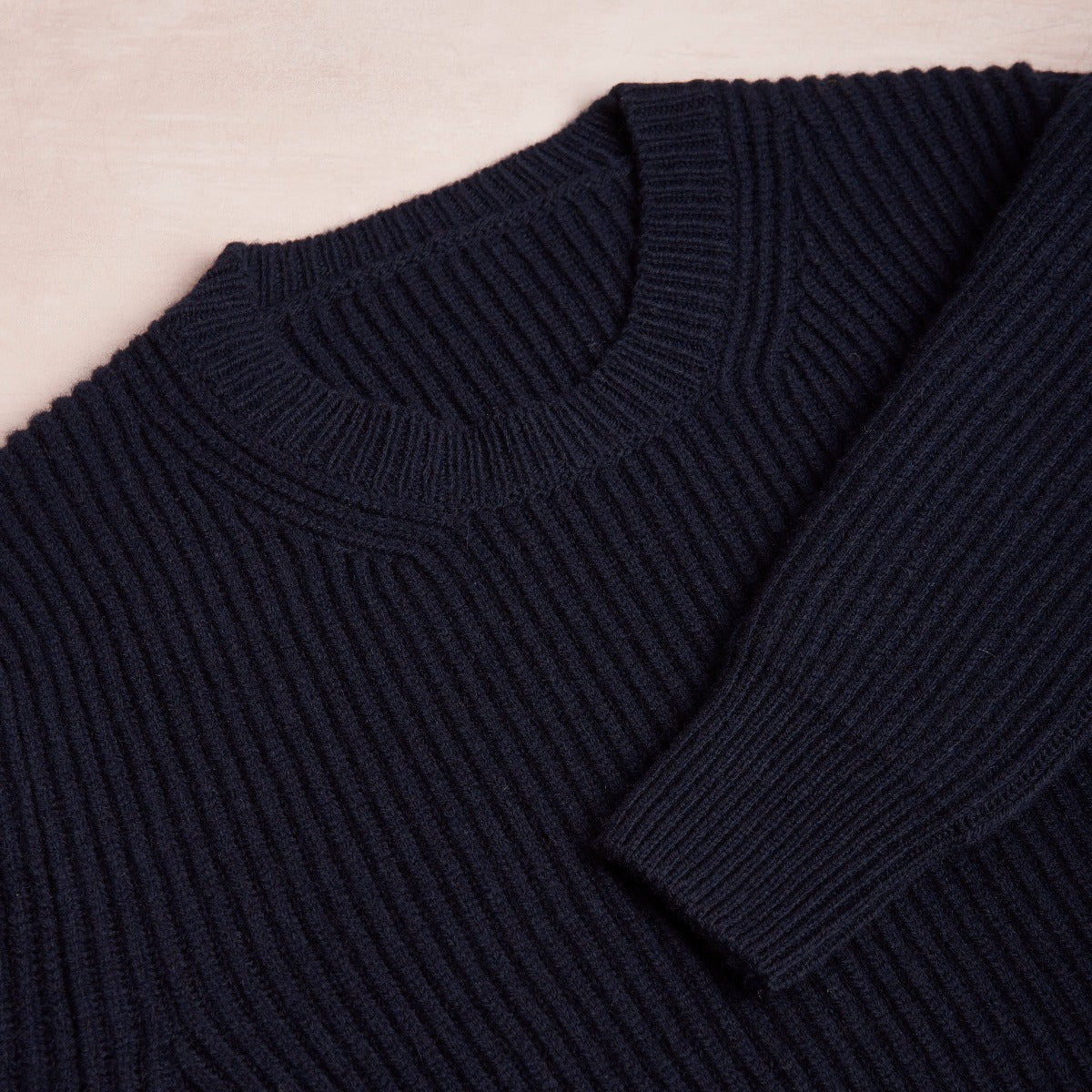 Ribbed Cashmere Blend Sweater In Navy - Image 3