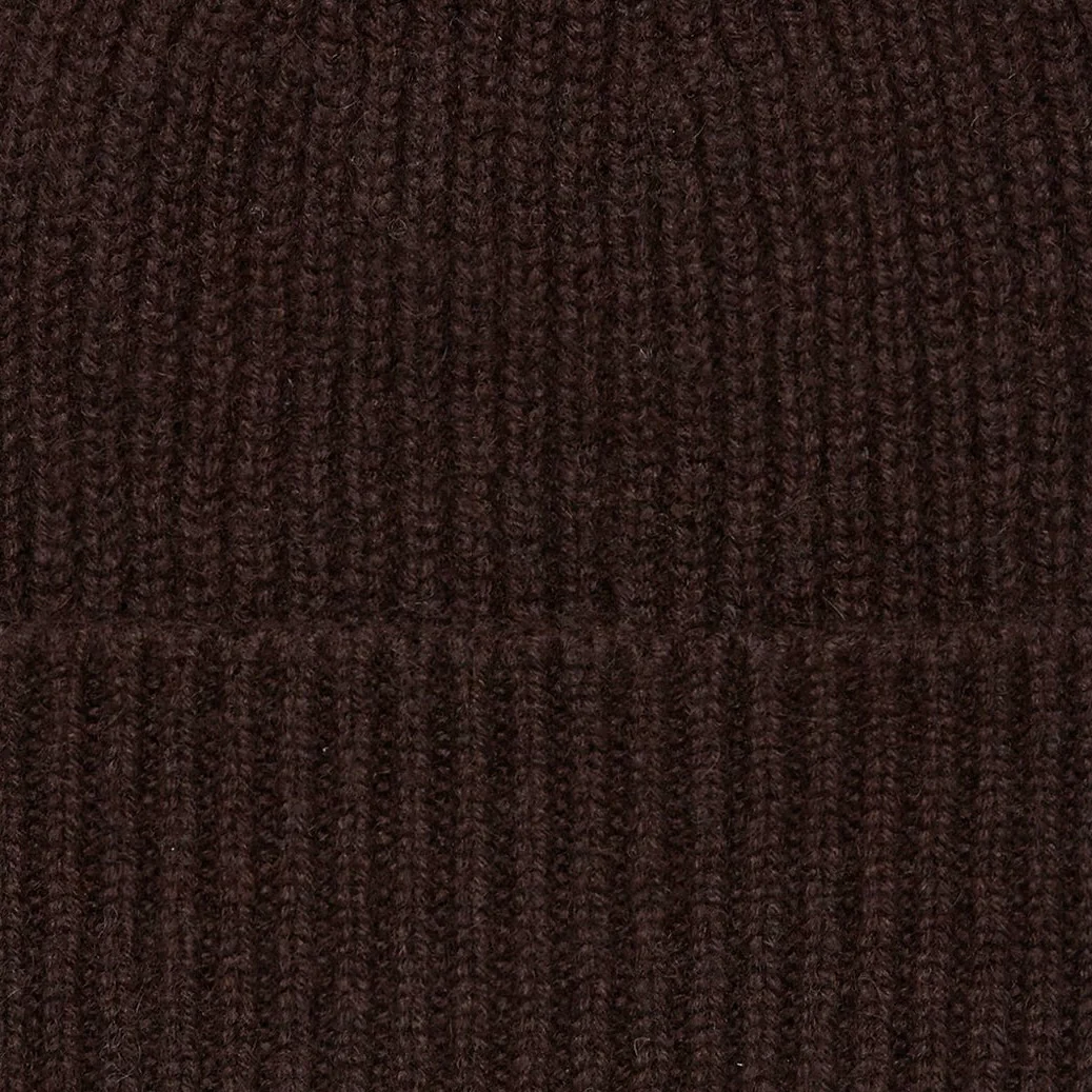 Ribbed Knit Cashmere Hat In Dark Brown - Image 2