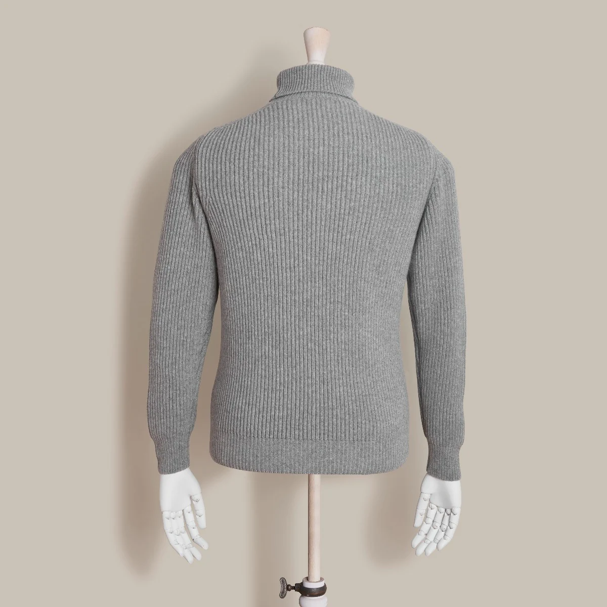 Ribbed Cashmere Blend Roll Neck In Grey - Image 3