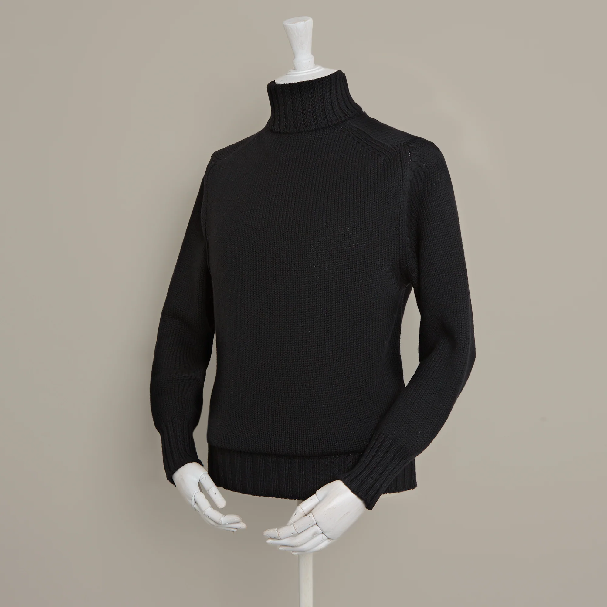 Roll Neck Merino Pullover In Black - Image 2