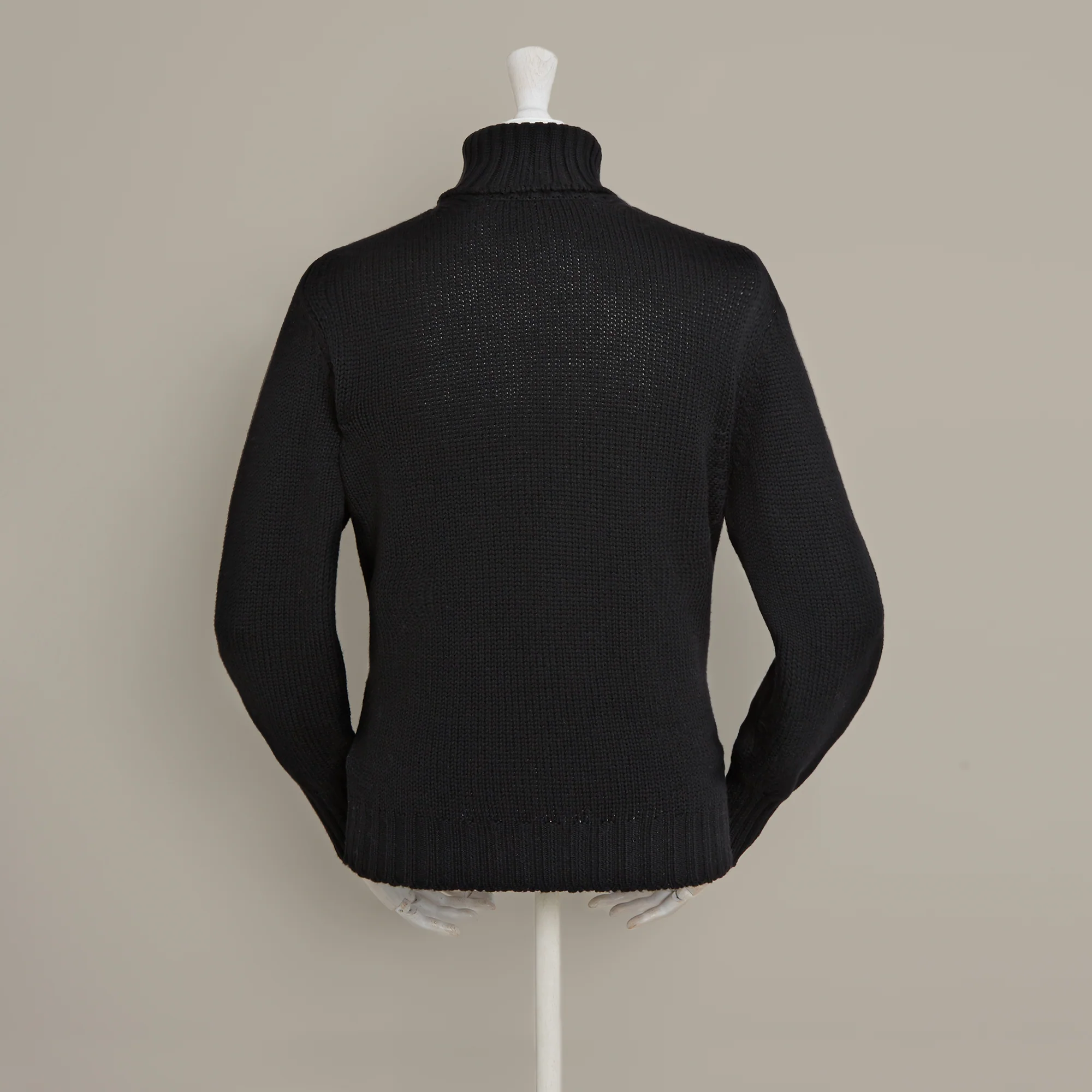 Roll Neck Merino Pullover In Black - Image 3