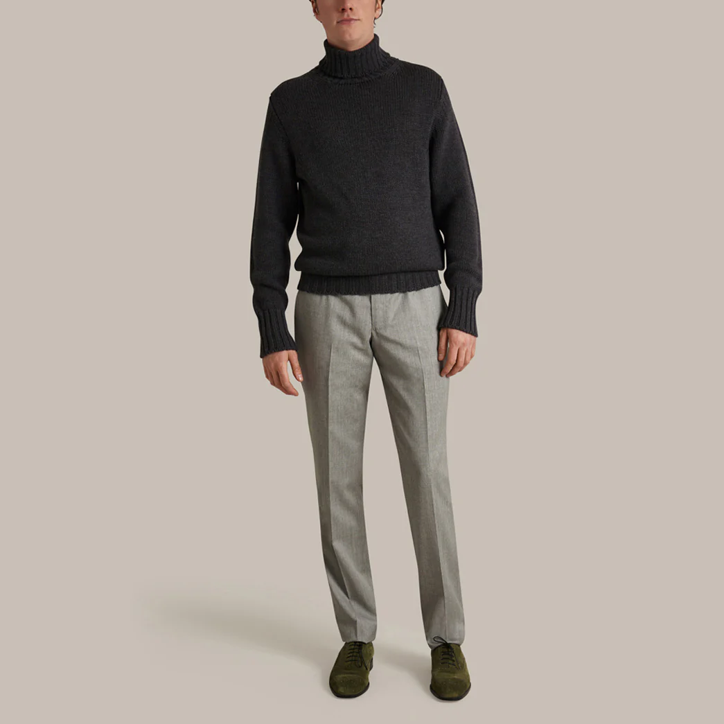 Roll Neck Merino Pullover in Charcoal - Image 2