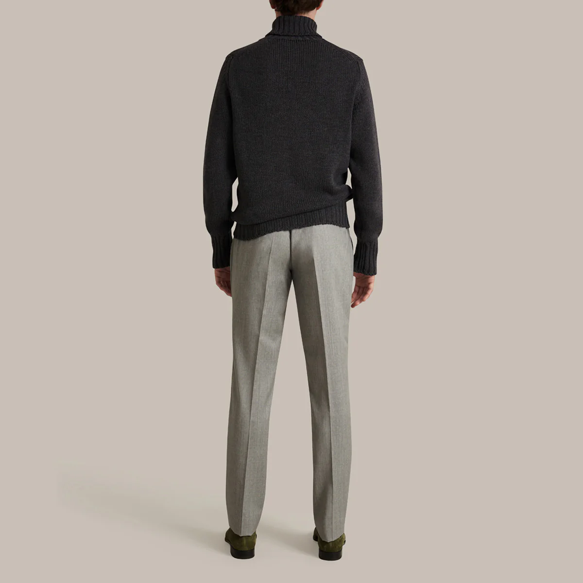 Roll Neck Merino Pullover in Charcoal - Image 3
