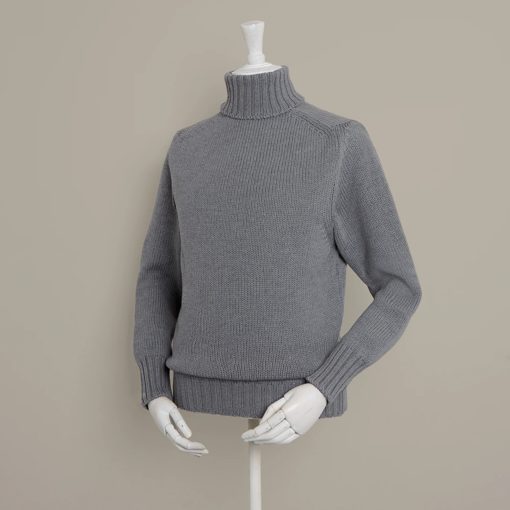 Roll Neck Merino Pullover In Grey - Image 2