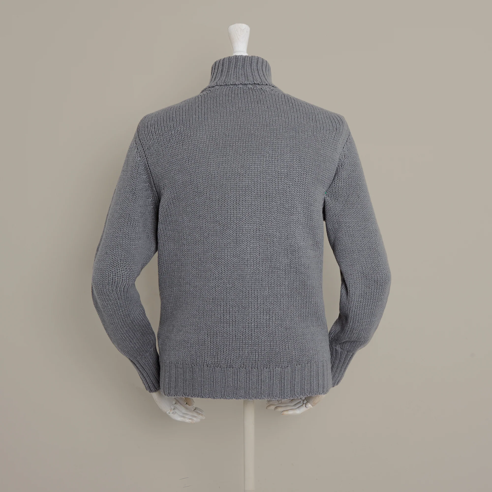 Roll Neck Merino Pullover In Grey - Image 3