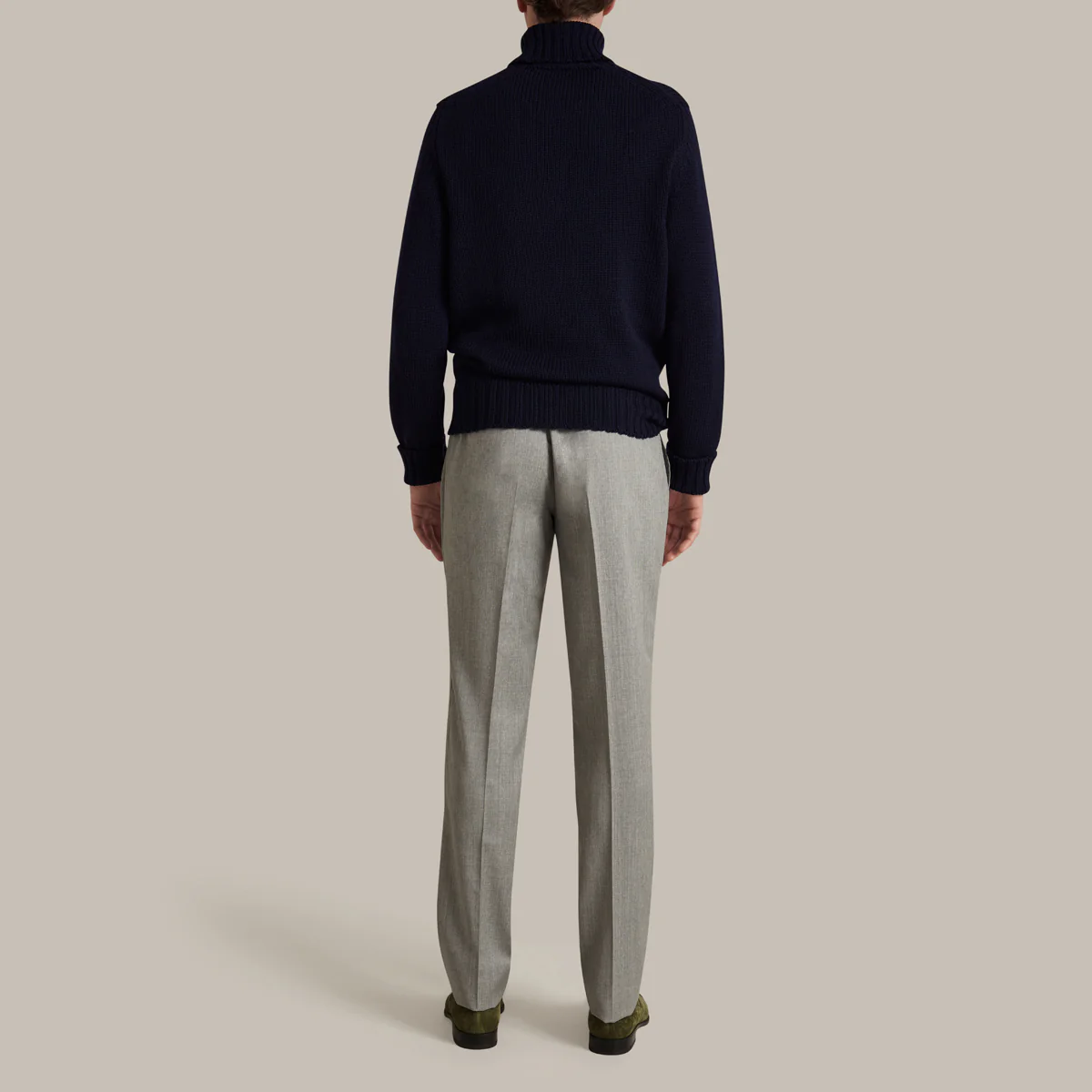 Roll Neck Merino Pullover In Navy - Image 5