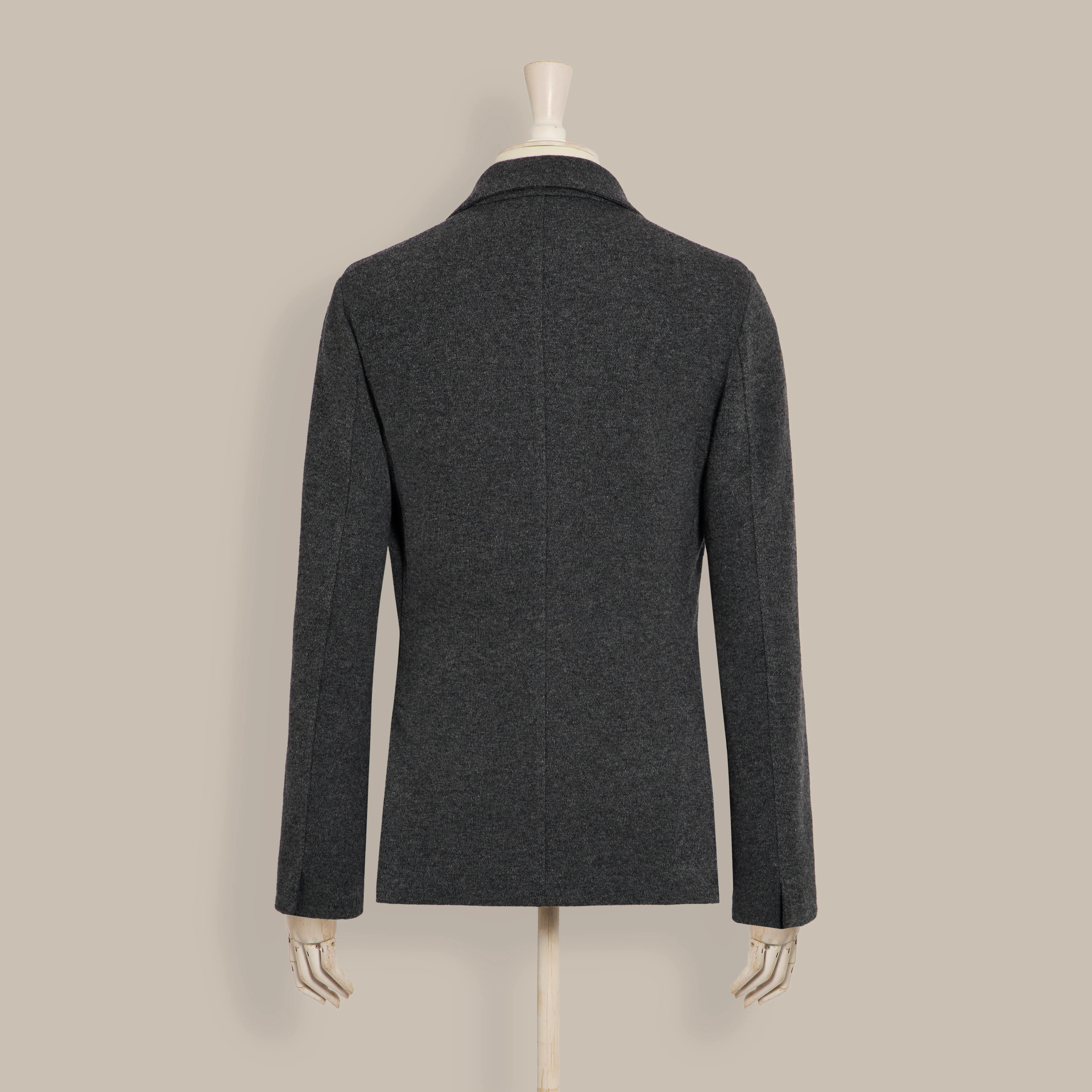 Single Breasted Cashmere Blend Unstructured Knitted Blazer in Grey - Image 4