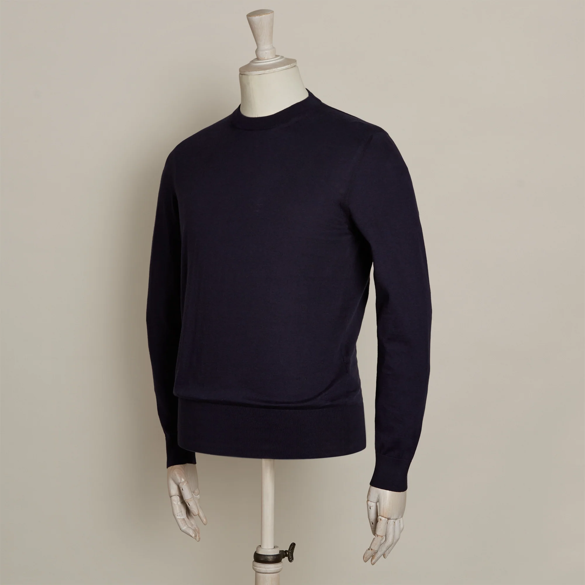 Sea Island Cotton Sweater In Navy - Image 3