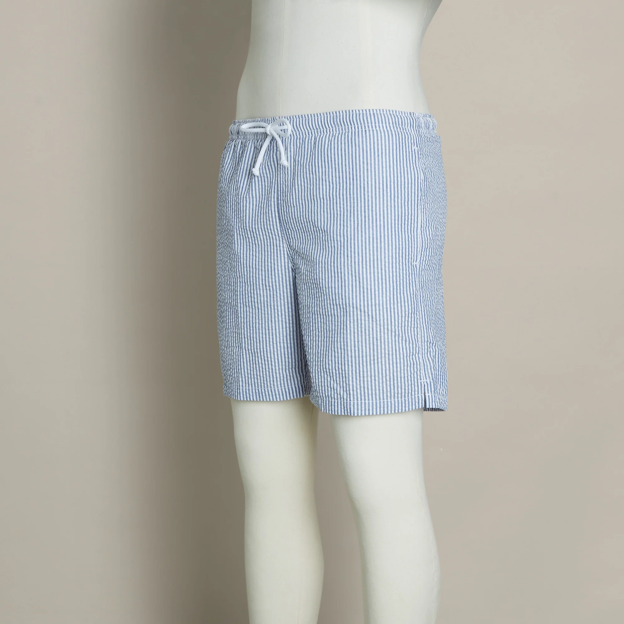 Seersucker Swim Shorts In Dark Blue - Image 3