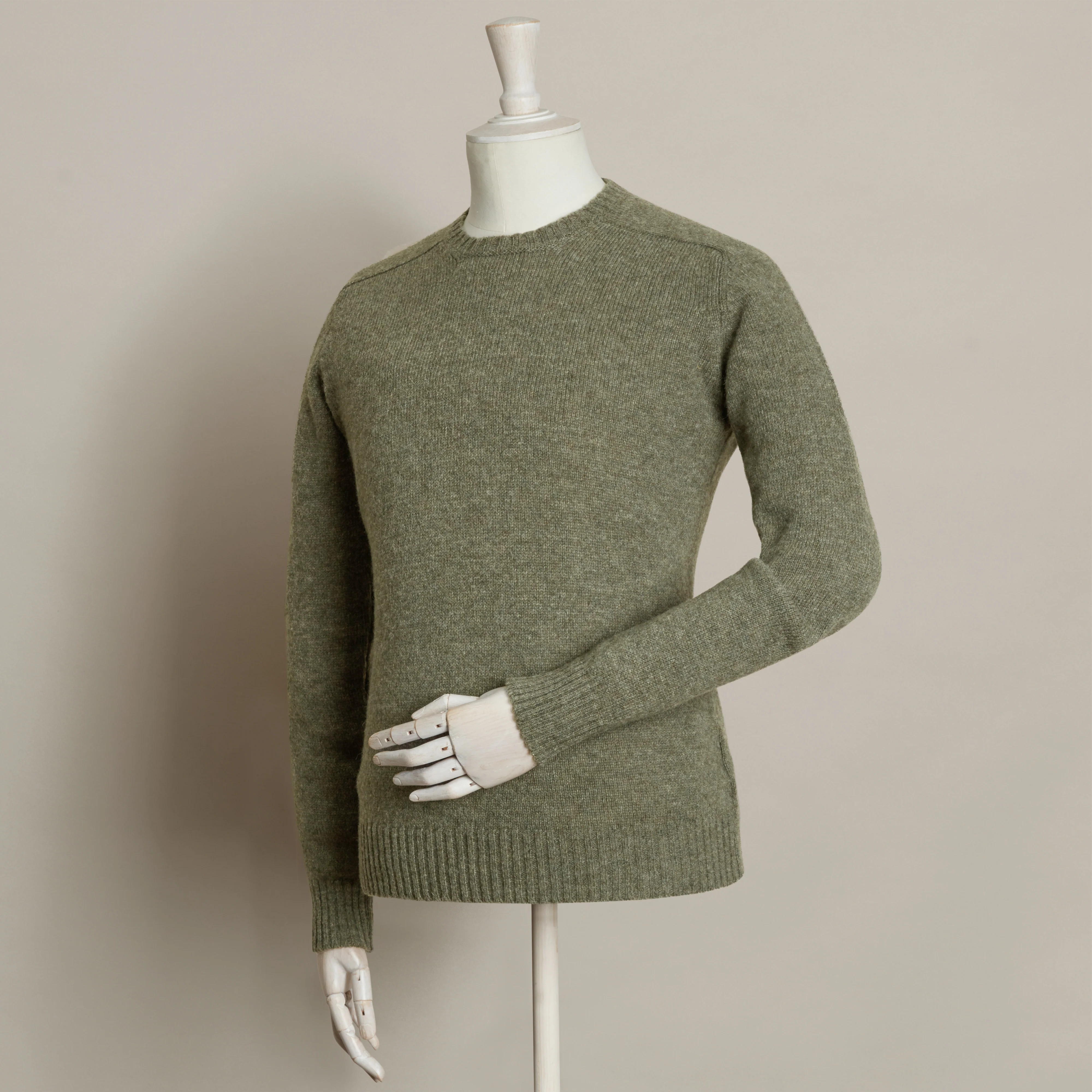 Shetland Sweater In Olive - Image 2