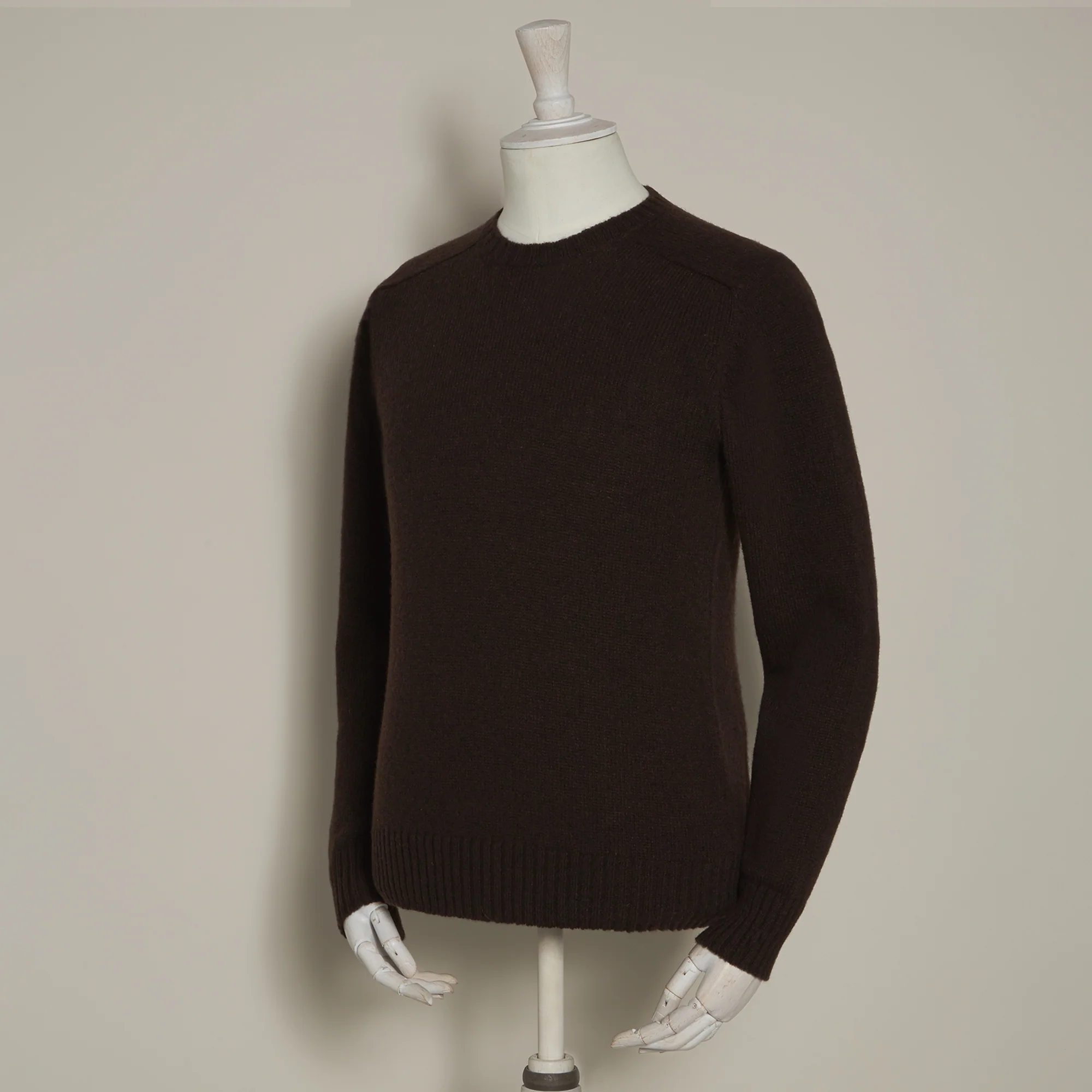 Shetland Sweater In Dark Brown - Image 2