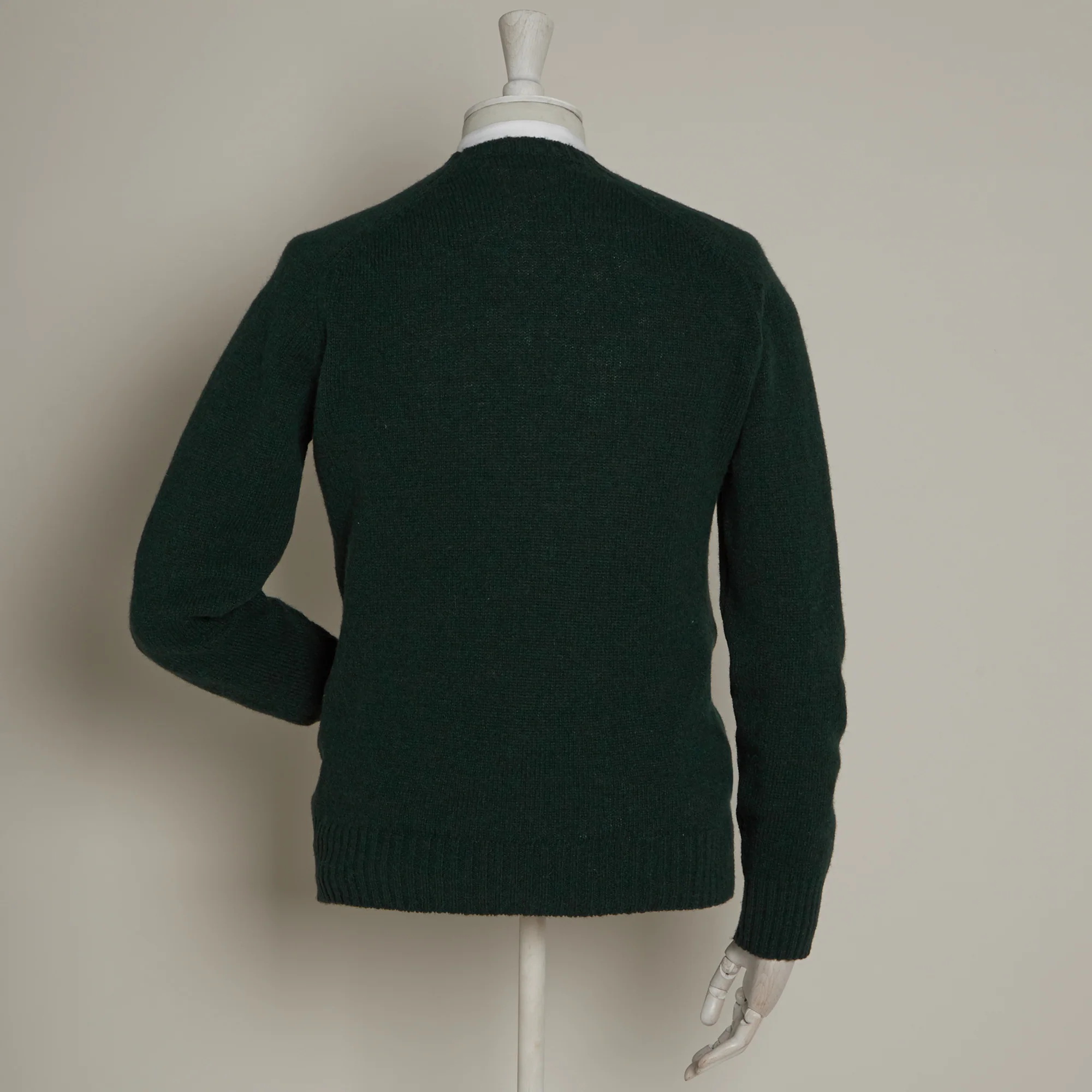 Shetland Sweater In Dark Green - Image 3